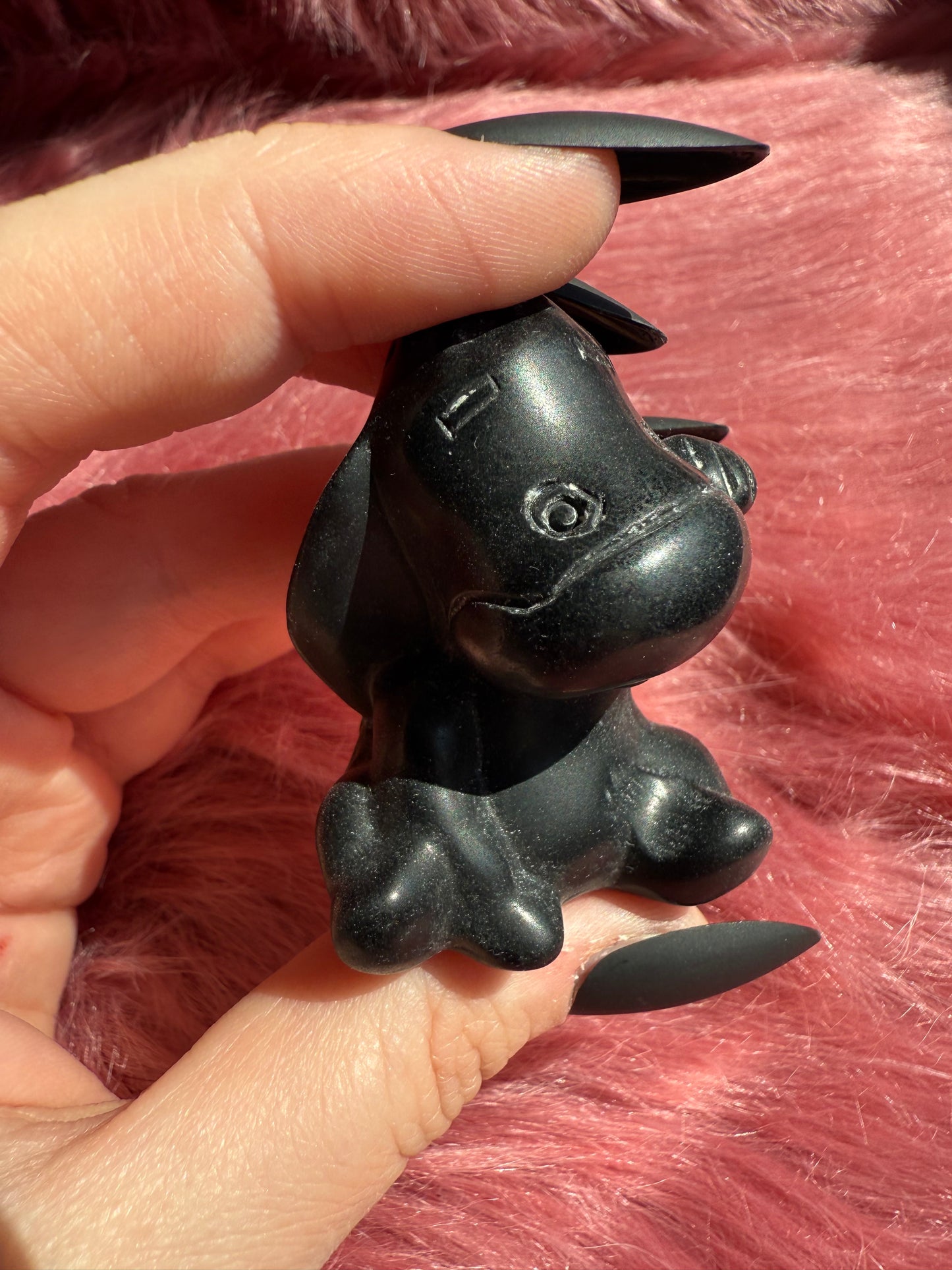 Stunning High Quality Black Obsidian Donkey Carving