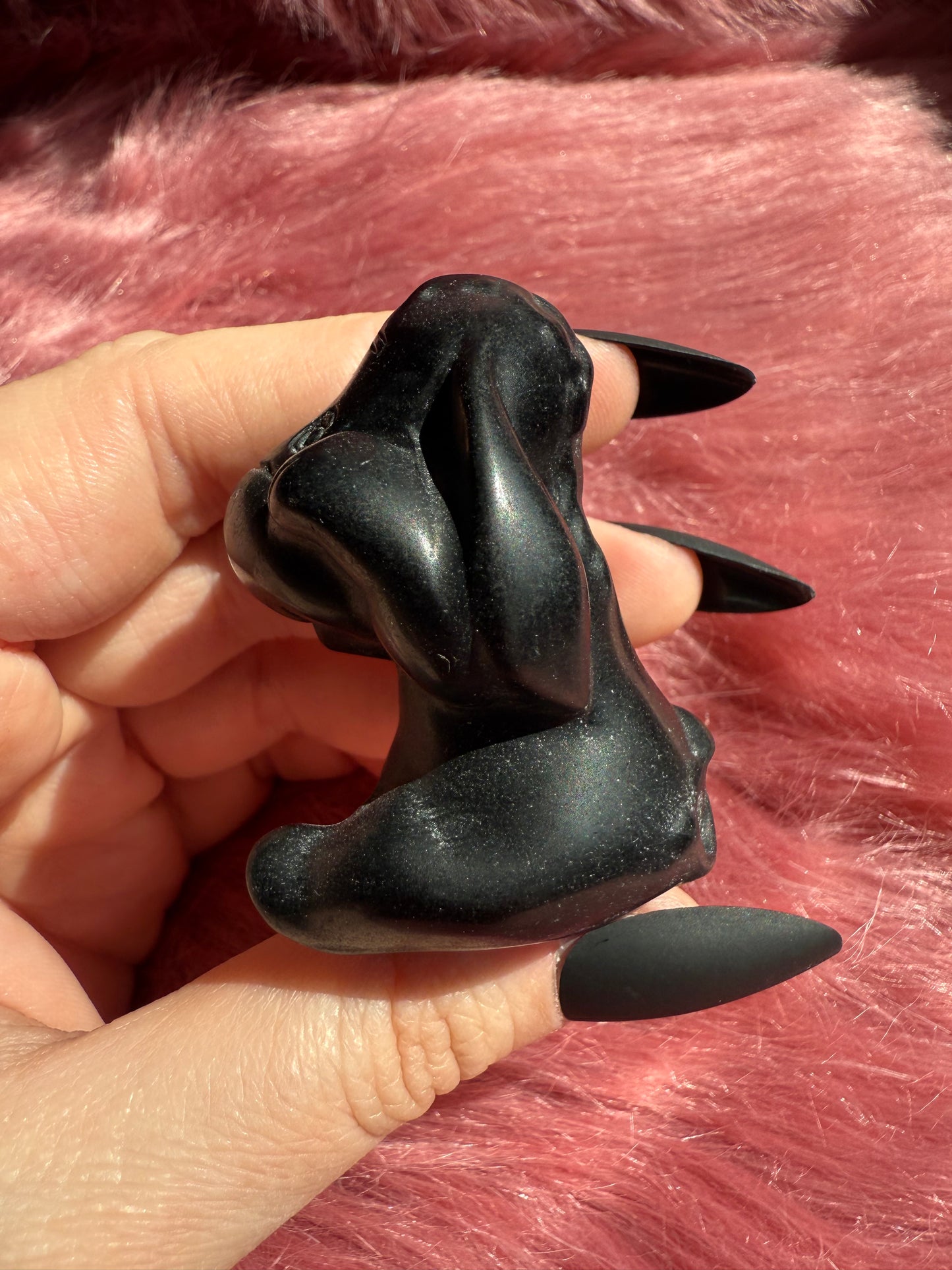 Stunning High Quality Black Obsidian Donkey Carving