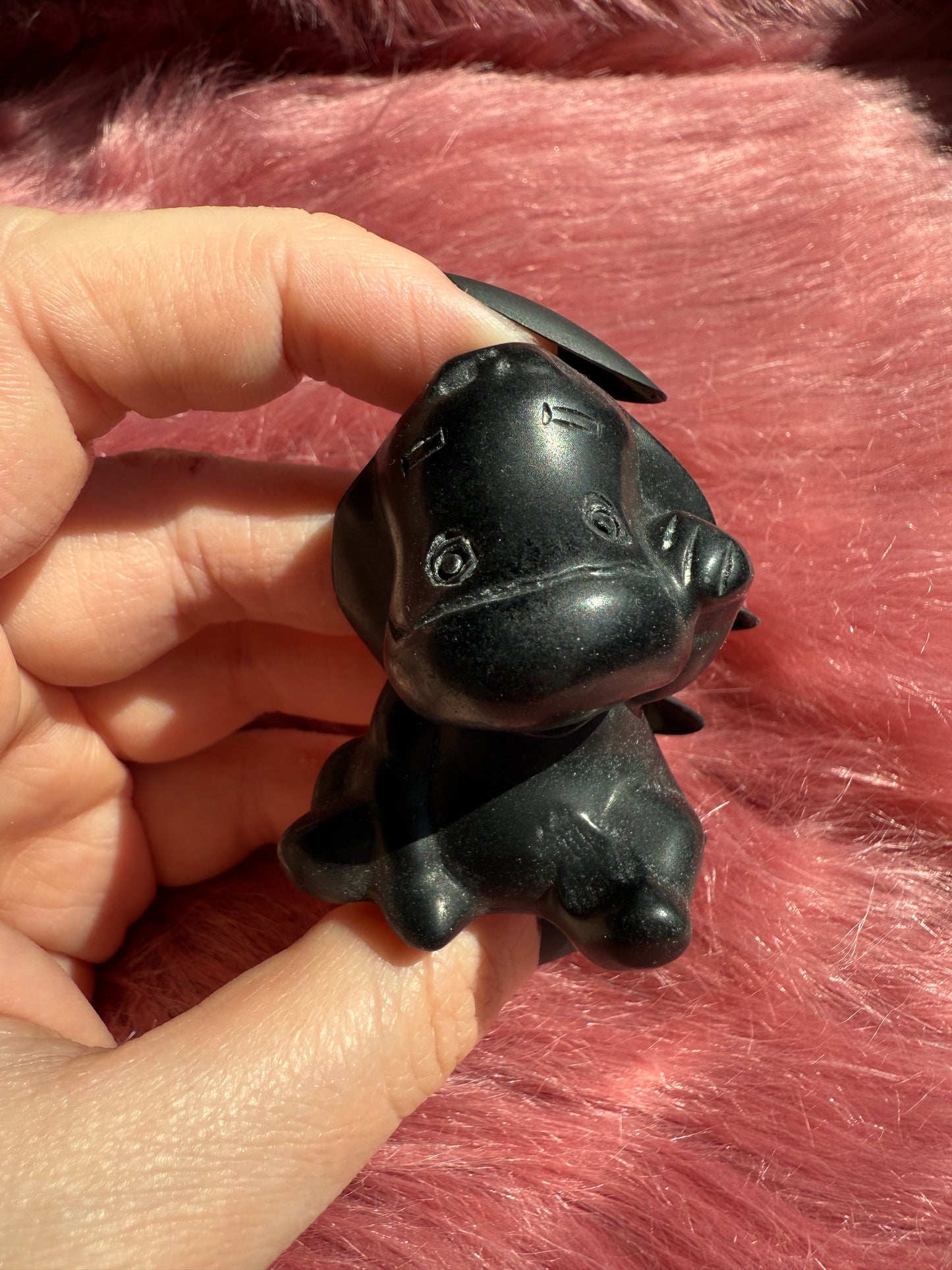 Stunning High Quality Black Obsidian Donkey Carving