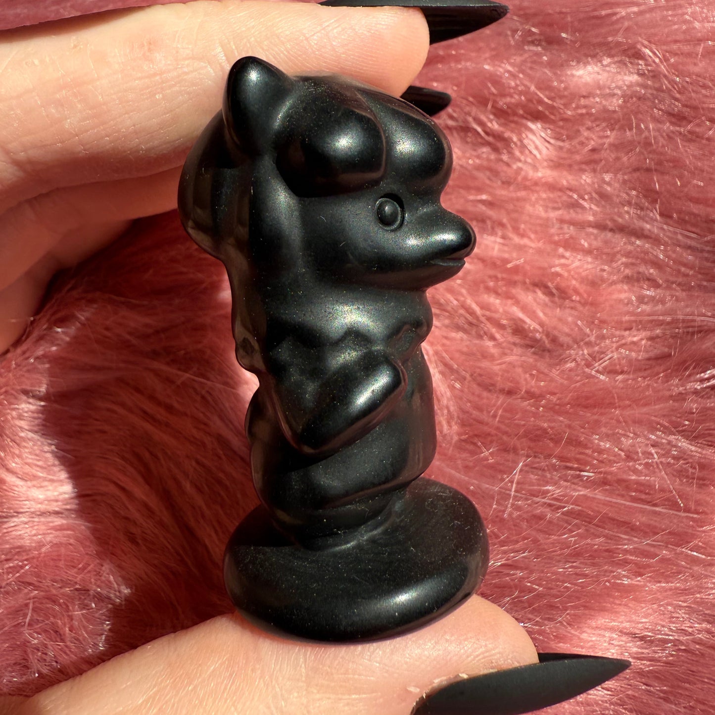 Stunning High Quality AC Llama Black Obsidian Carving