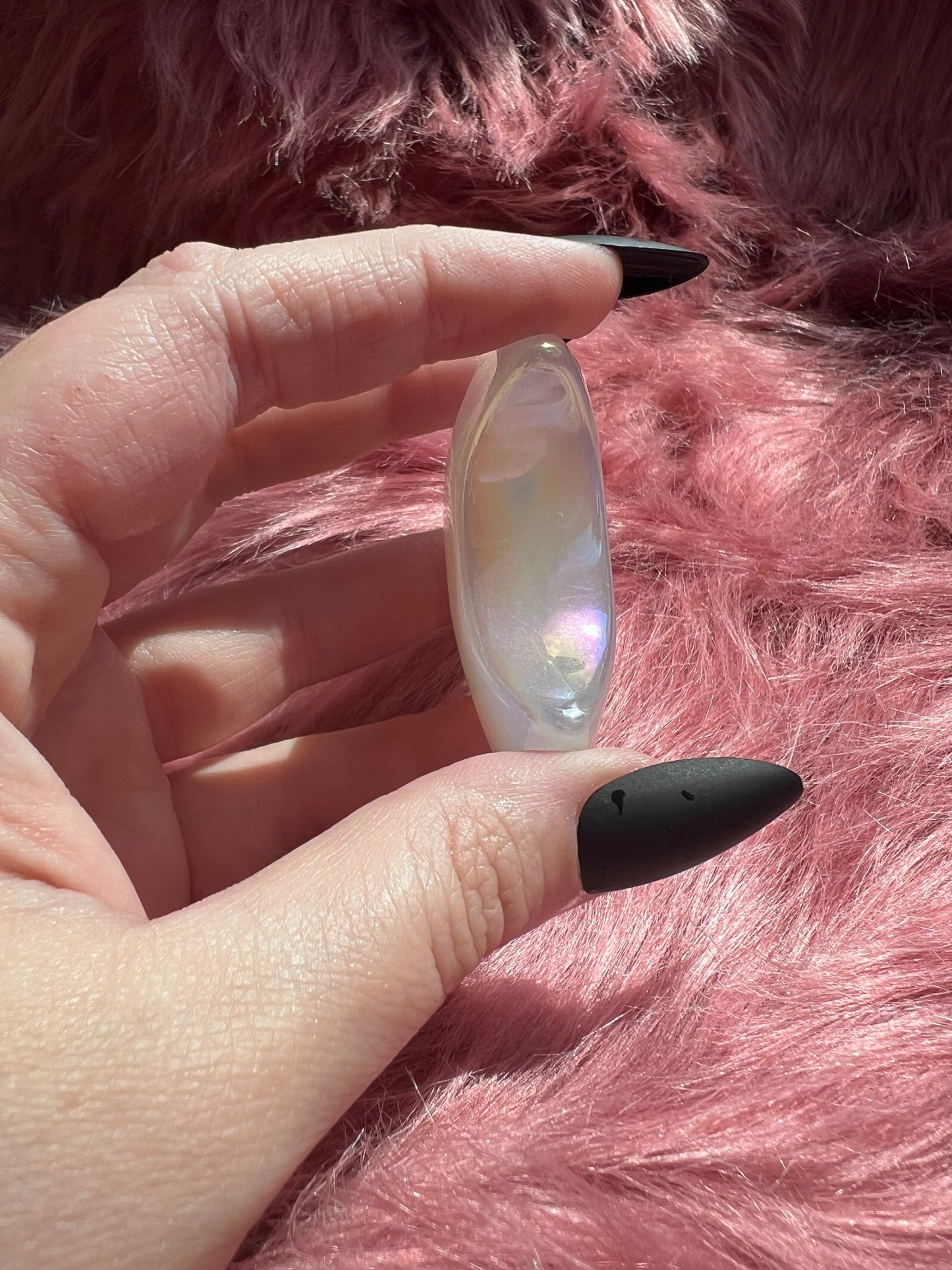 Stunning Aura Quartz Moon Carving - J