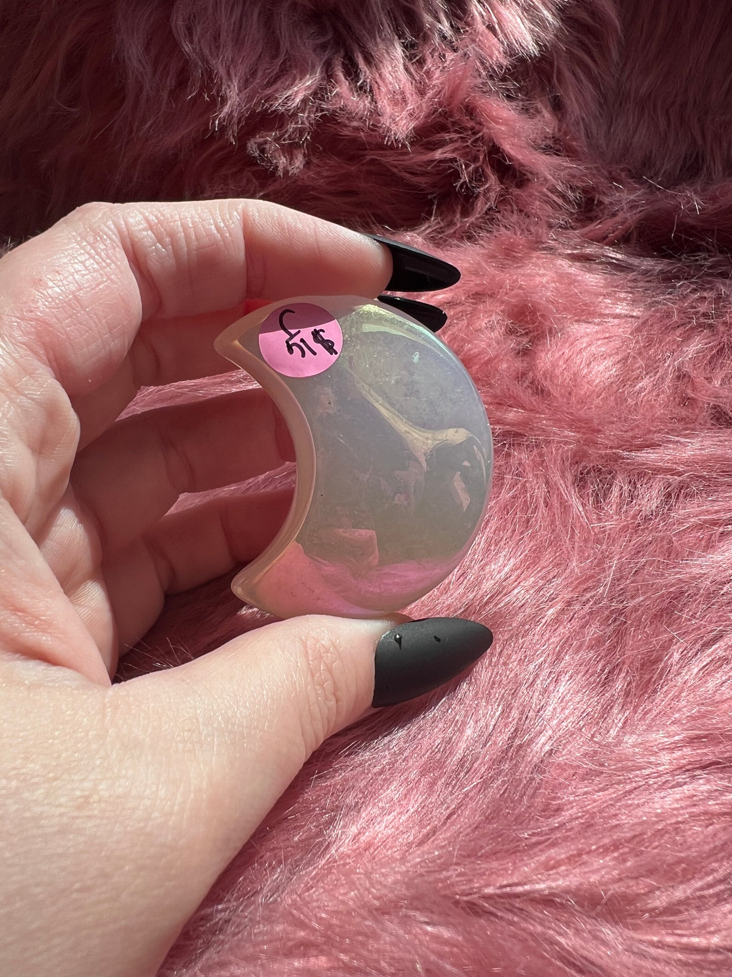 Stunning Aura Quartz Moon Carving - J