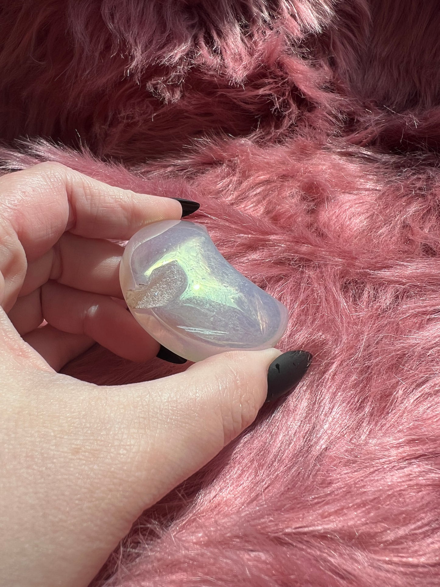 Stunning Aura Quartz Moon Carving - J