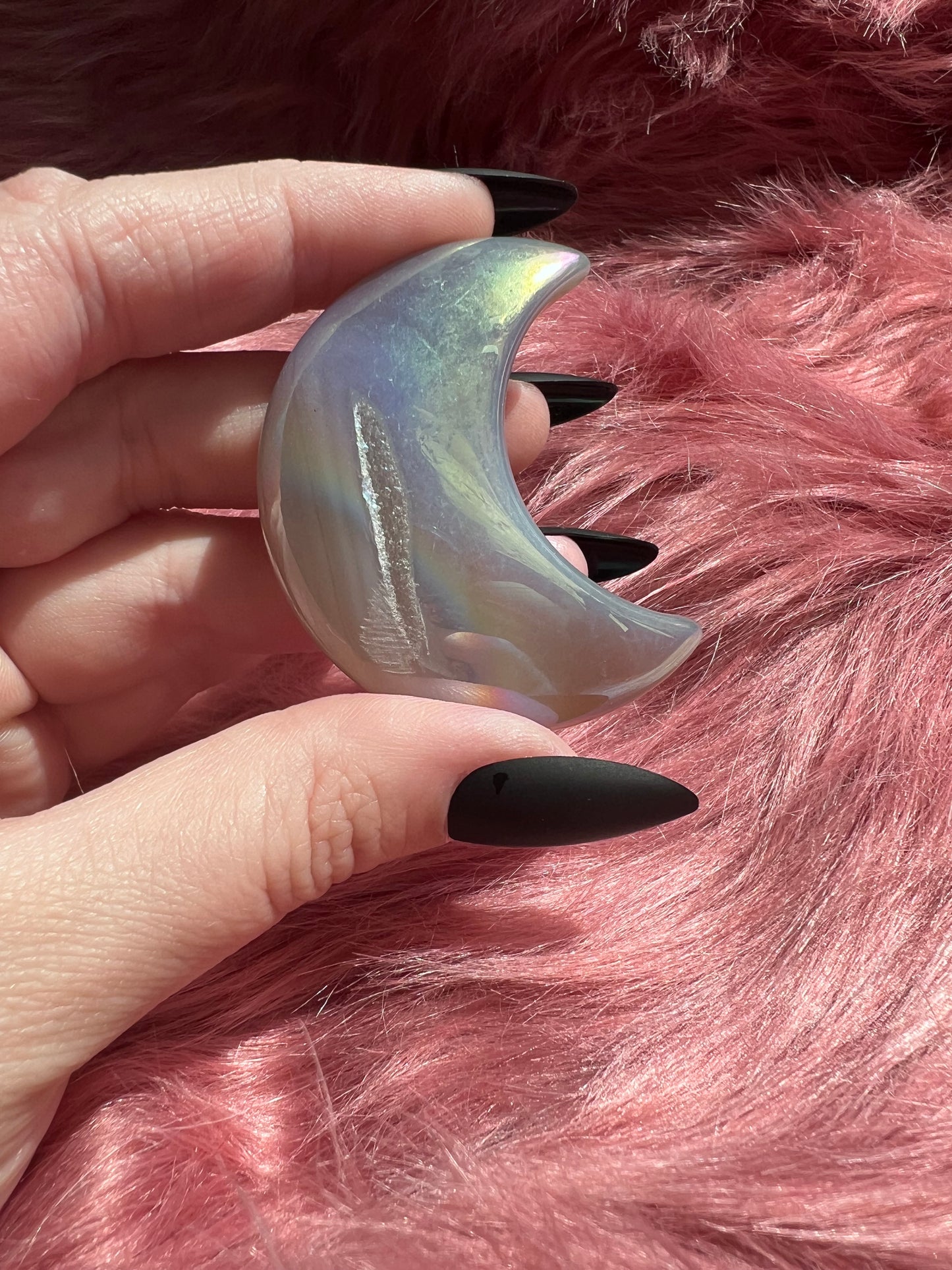 Stunning Aura Quartz Moon Carving - G