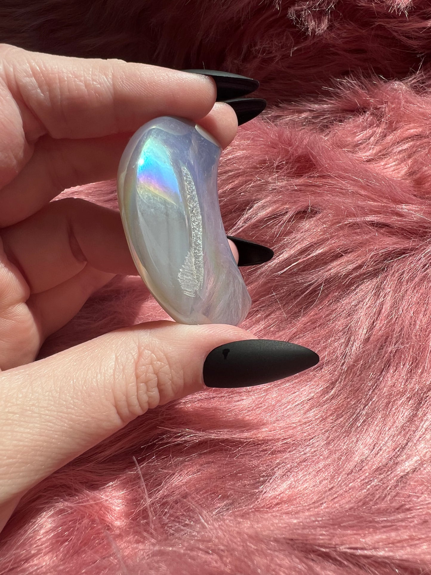Stunning Aura Quartz Moon Carving - G