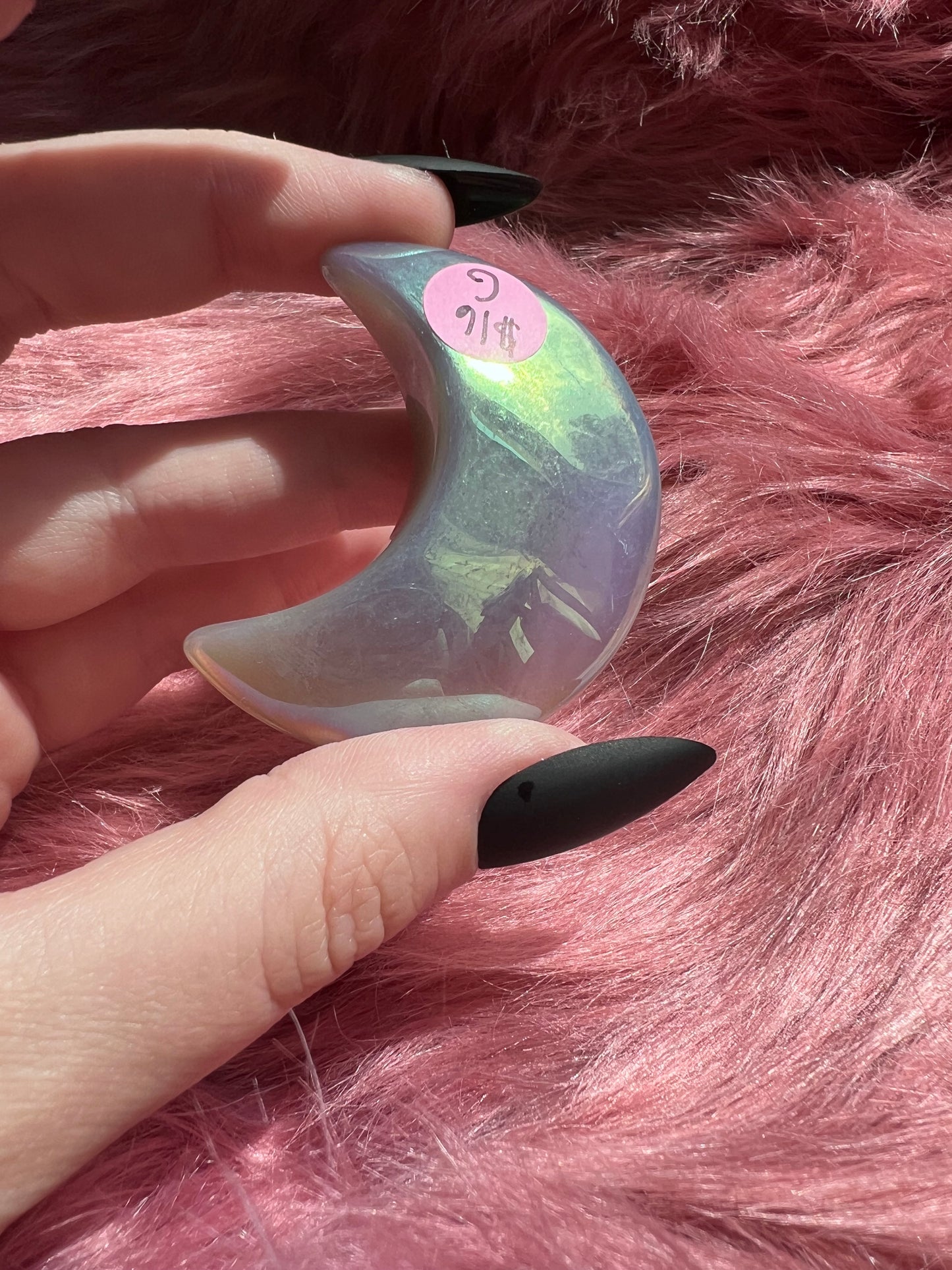 Stunning Aura Quartz Moon Carving - G