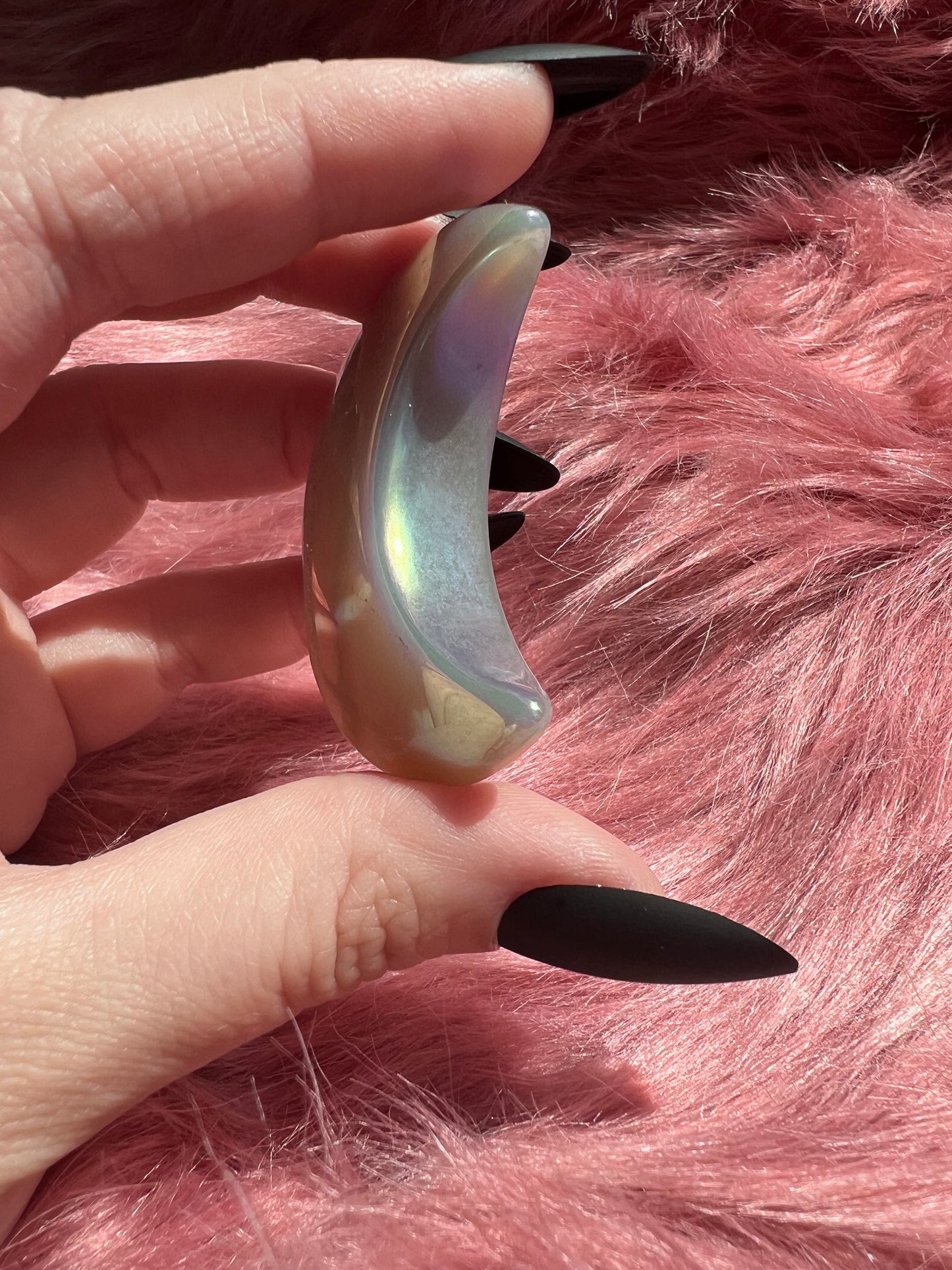 Stunning Aura Quartz Moon Carving - G