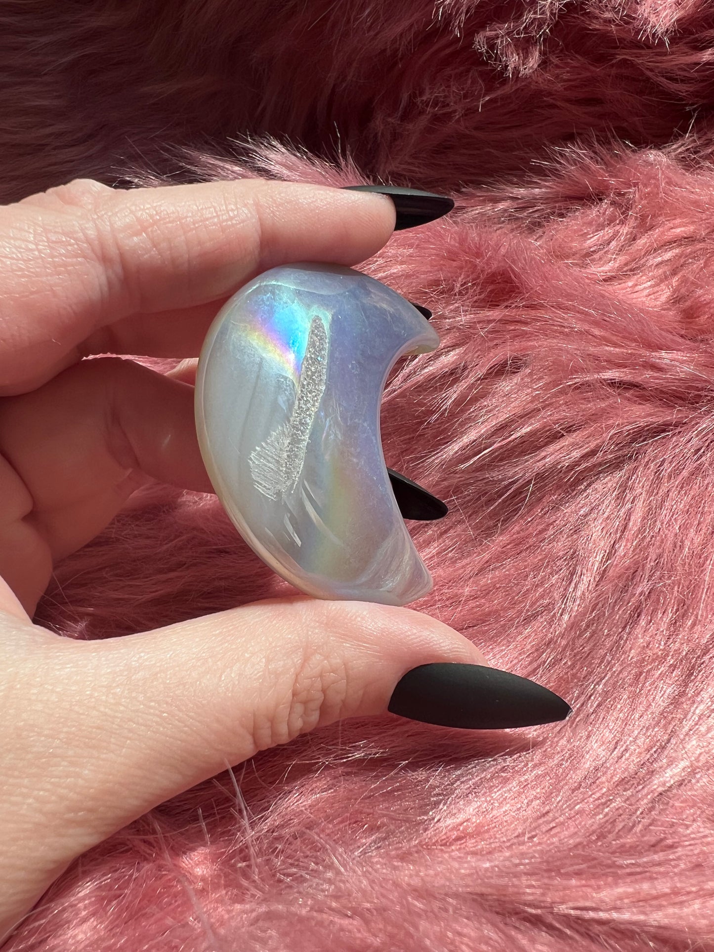 Stunning Aura Quartz Moon Carving - G