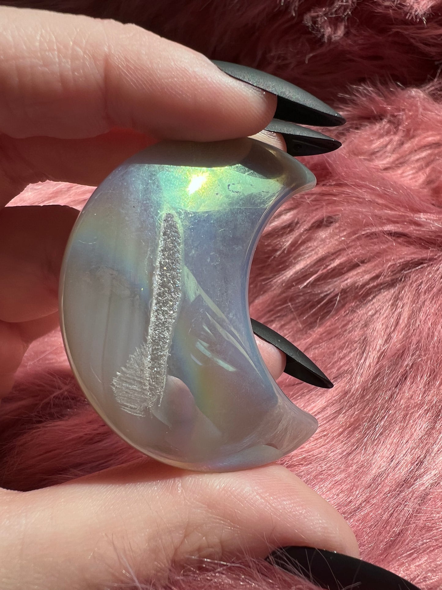 Stunning Aura Quartz Moon Carving - G