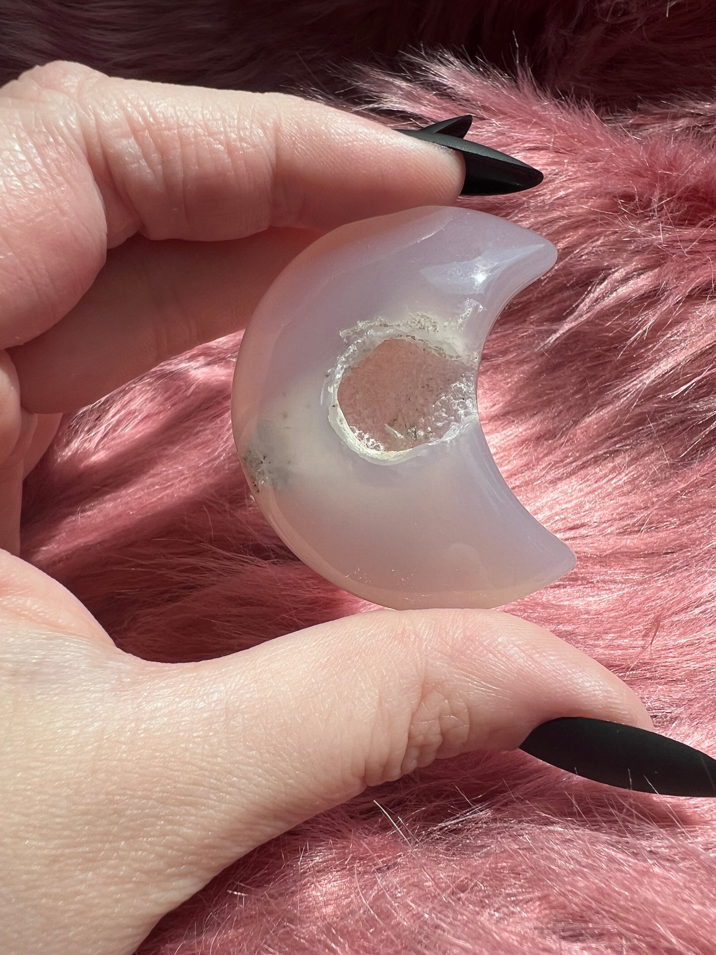 Stunning Aura Quartz Moon Carving - E
