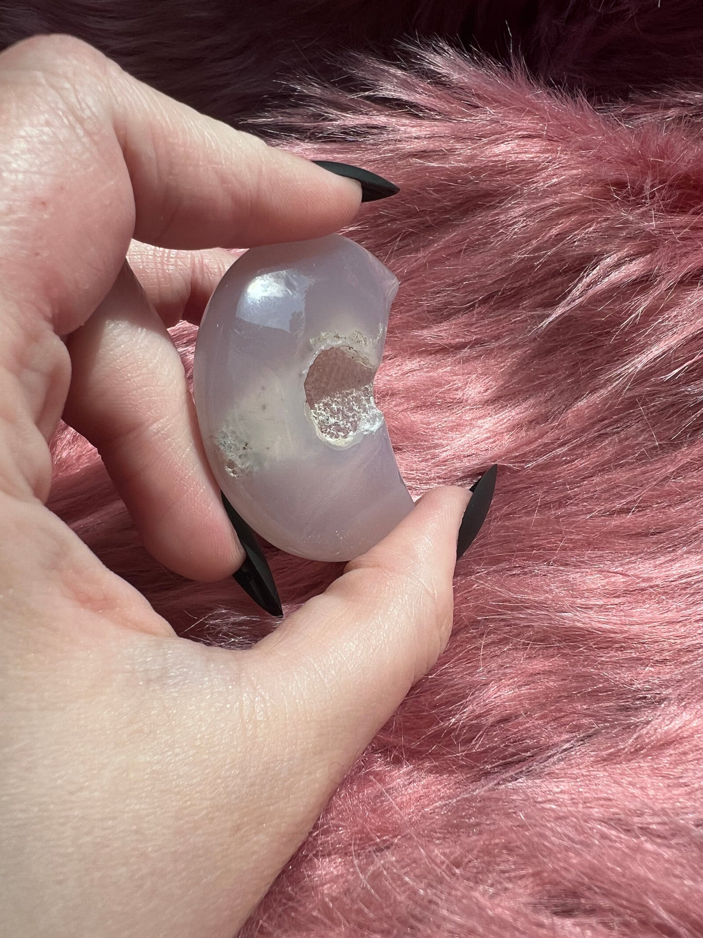Stunning Aura Quartz Moon Carving - E