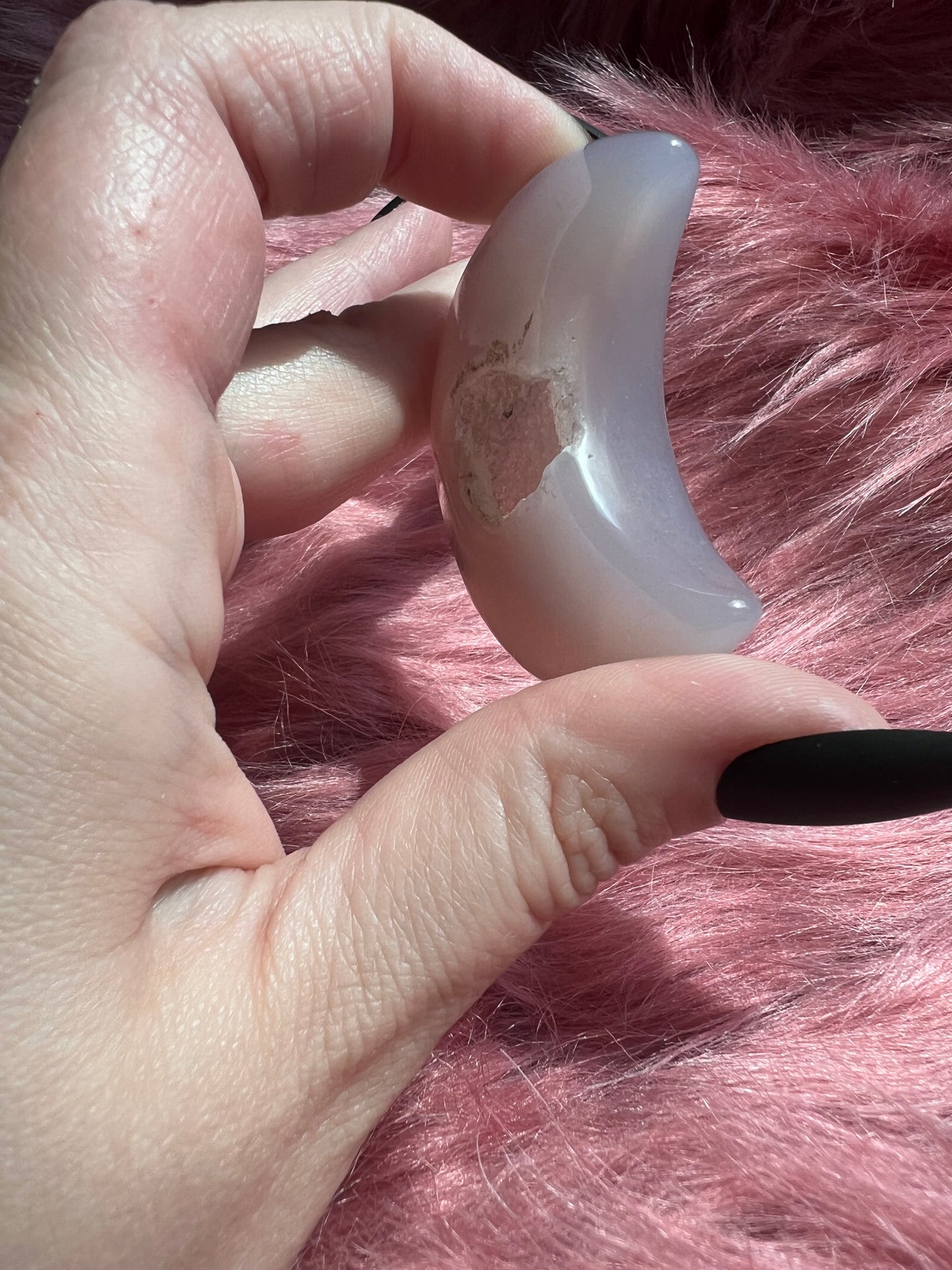 Stunning Aura Quartz Moon Carving - E