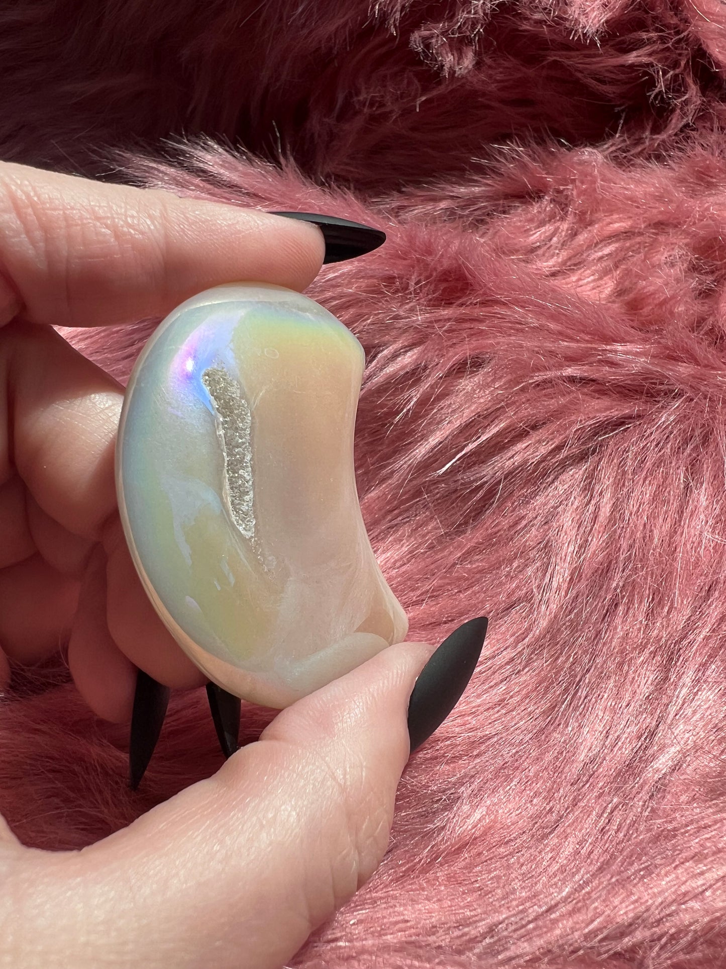 Stunning Aura Quartz Moon Carving - A