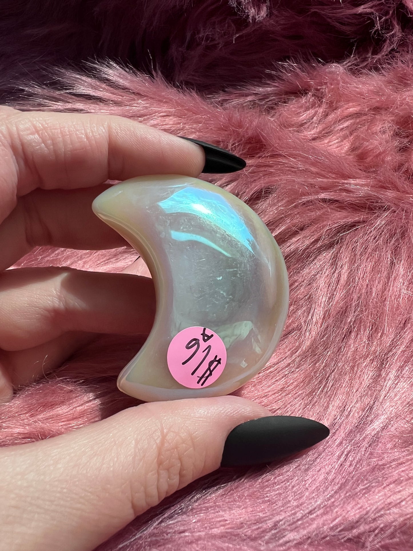 Stunning Aura Quartz Moon Carving - A