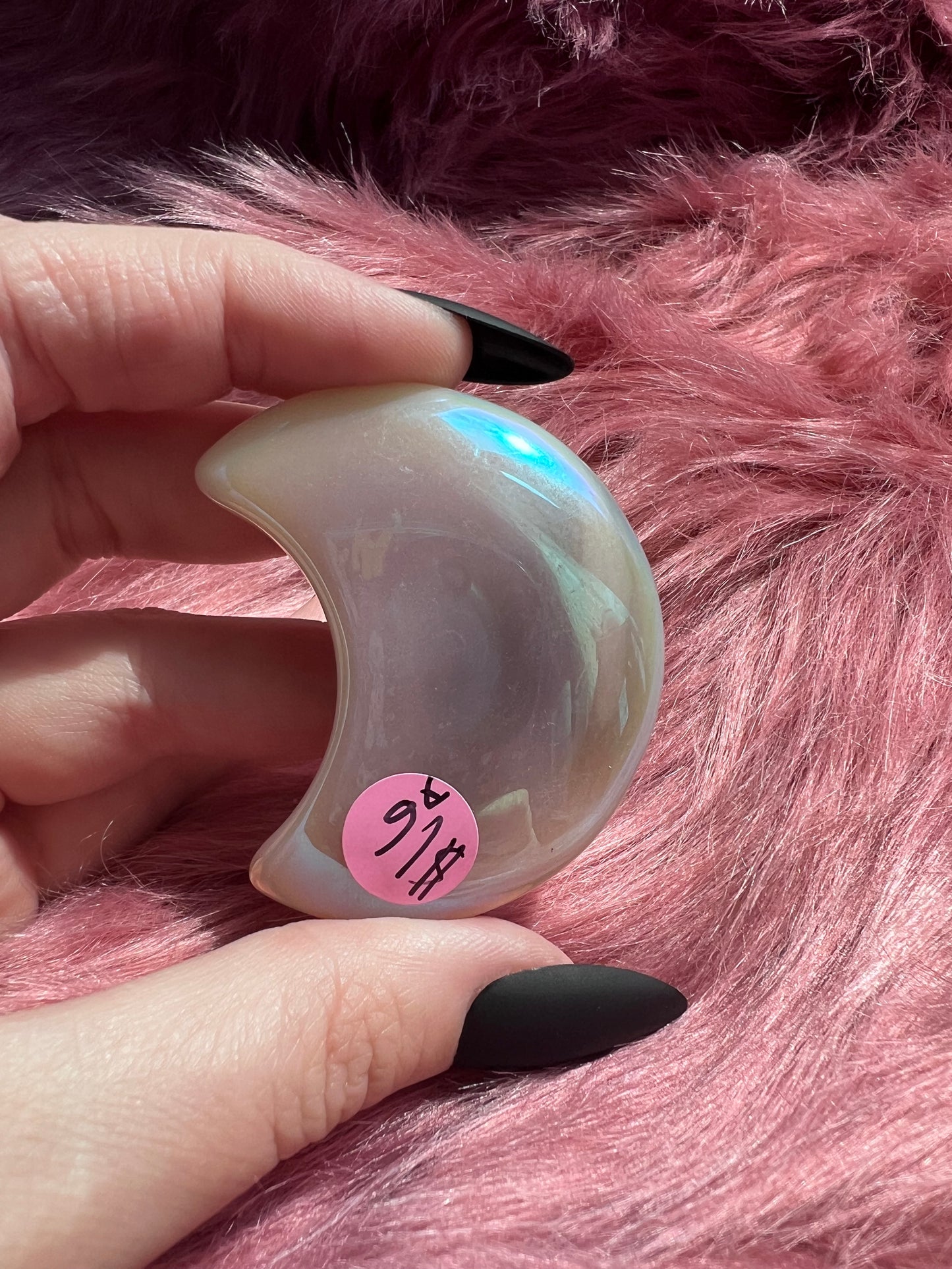 Stunning Aura Quartz Moon Carving - A