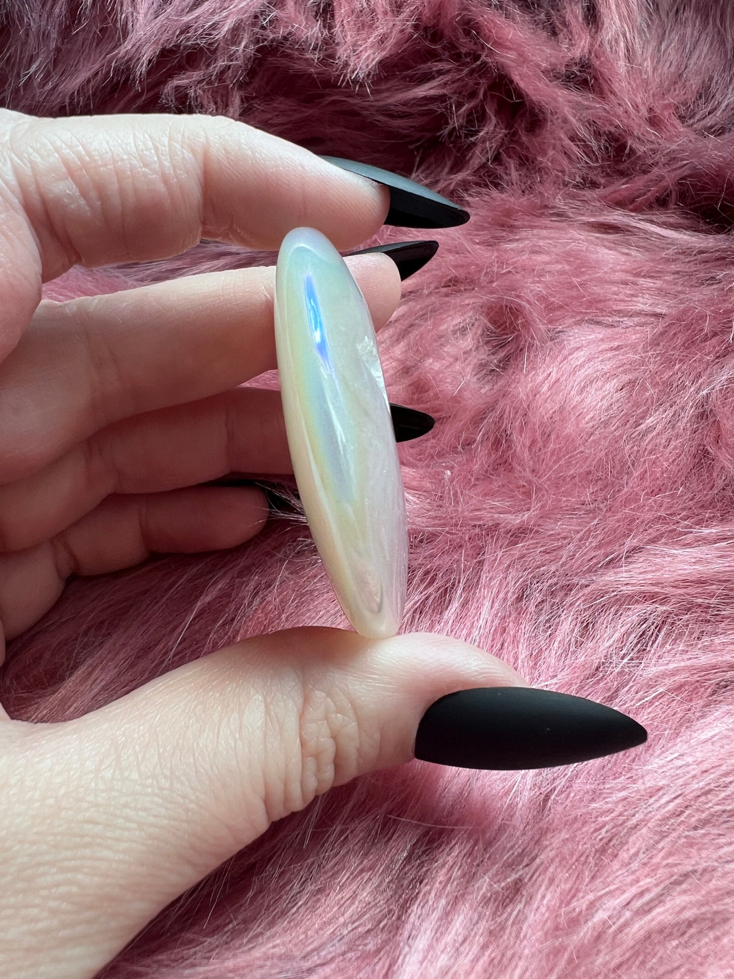 Stunning Aura Quartz Moon Carving - D