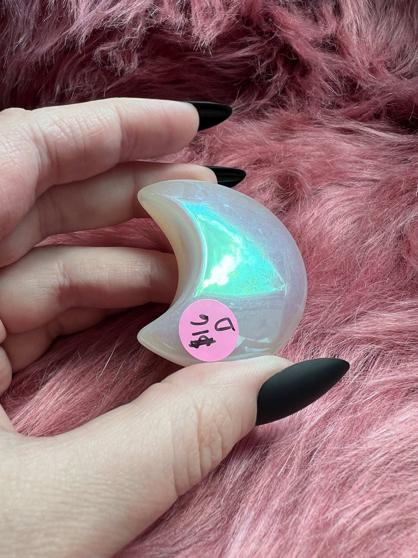 Stunning Aura Quartz Moon Carving - D