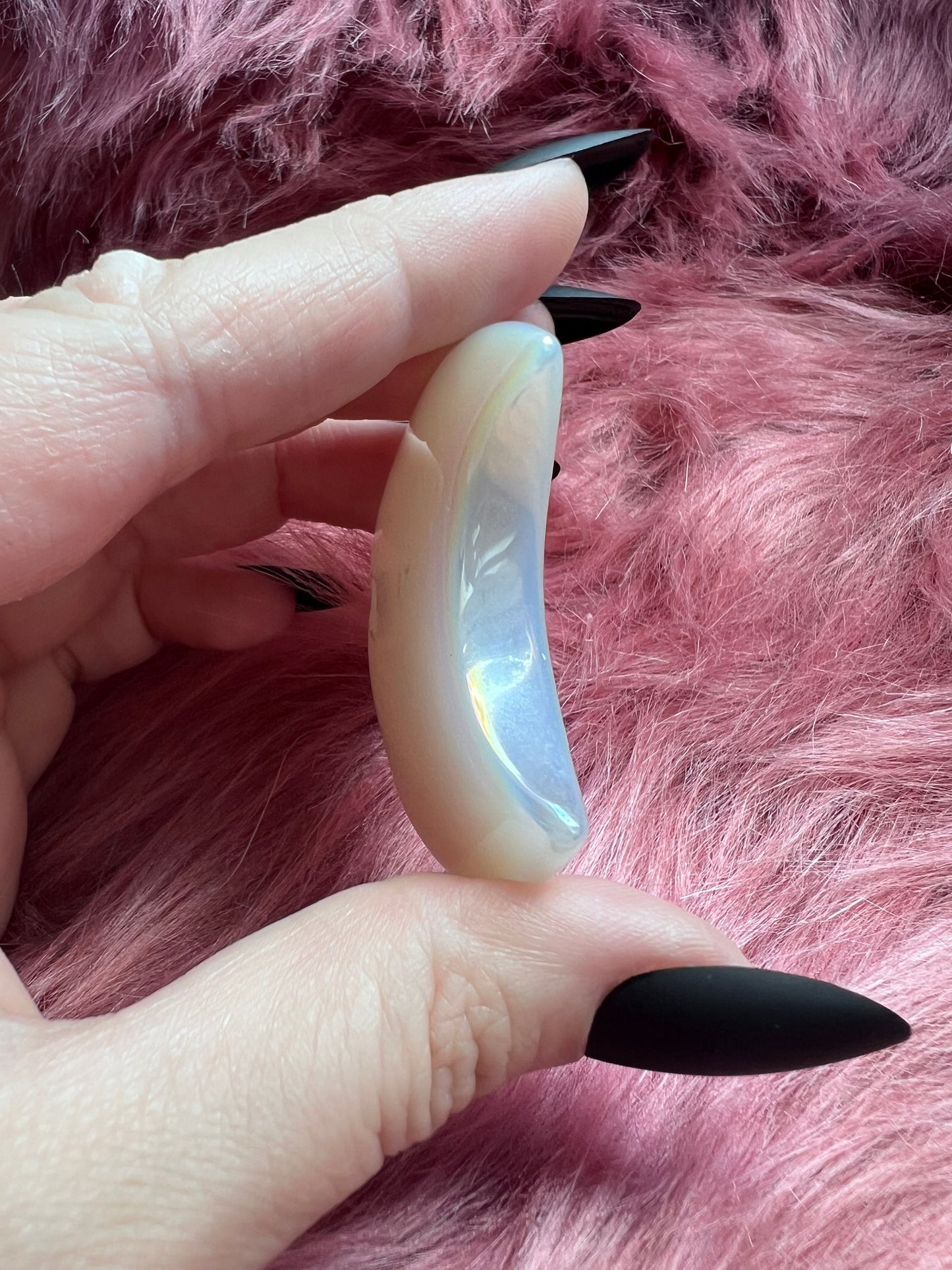 Stunning Aura Quartz Moon Carving - D