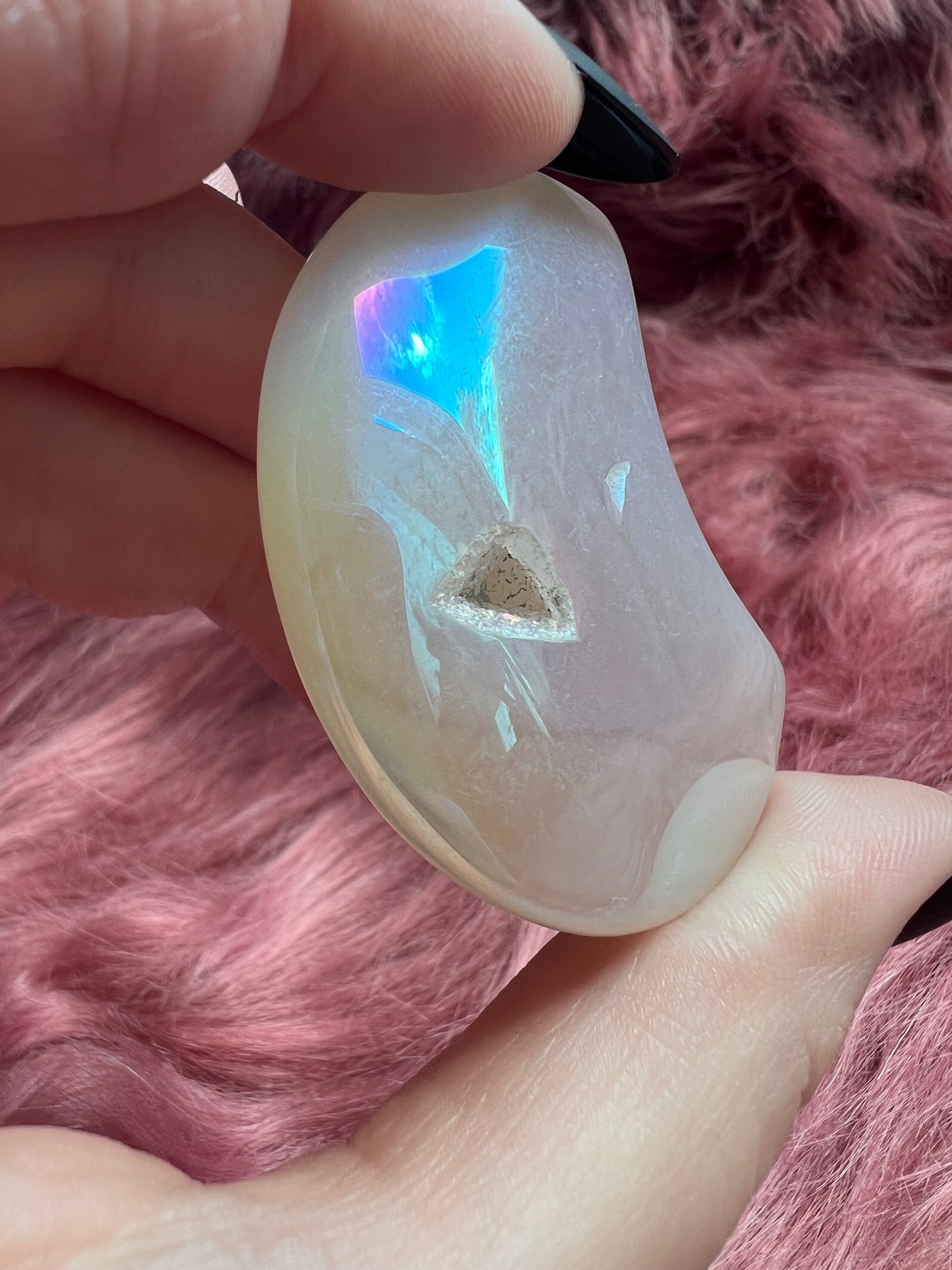 Stunning Aura Quartz Moon Carving - D
