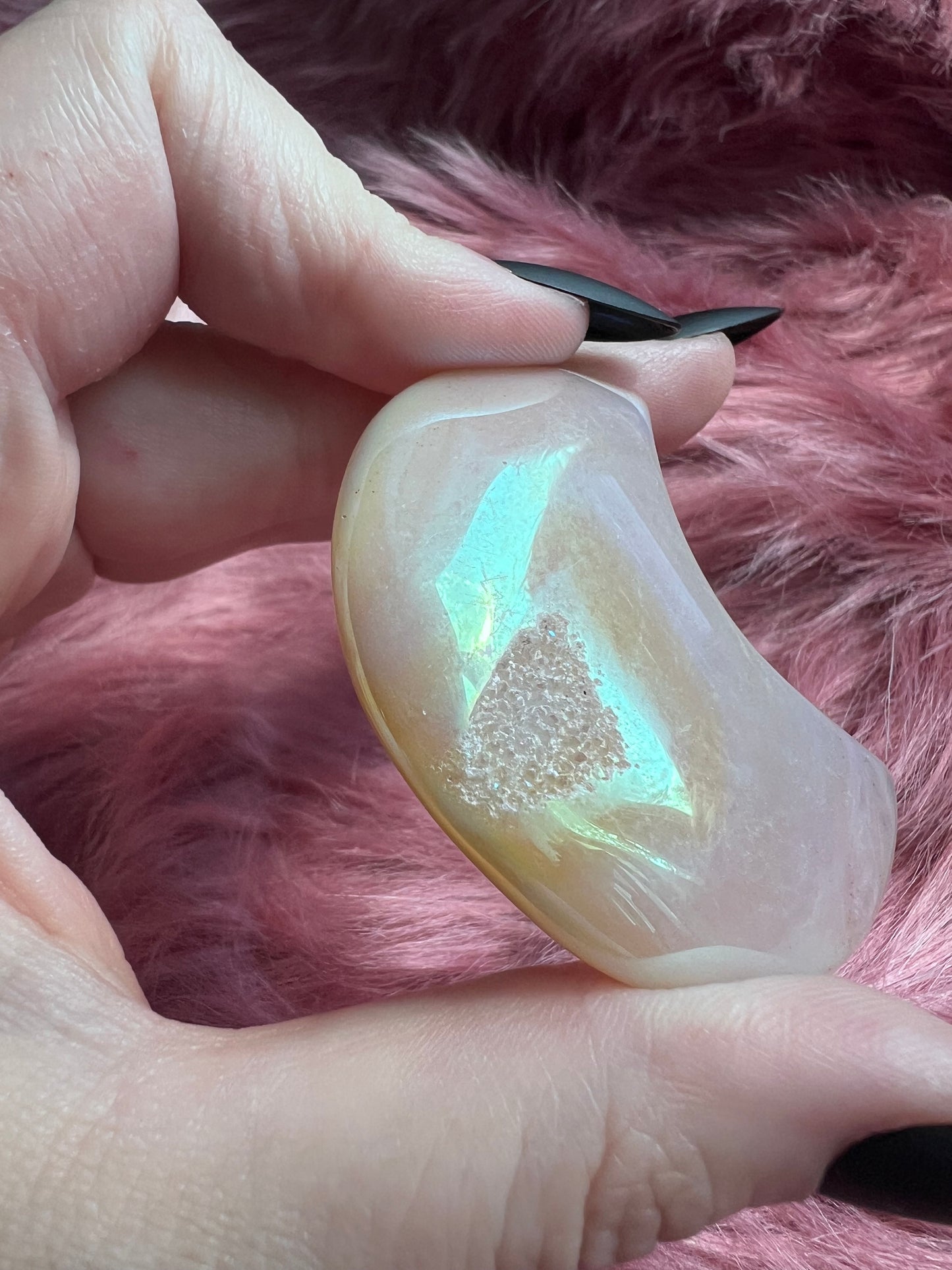 Stunning Aura Quartz Moon Carving - C