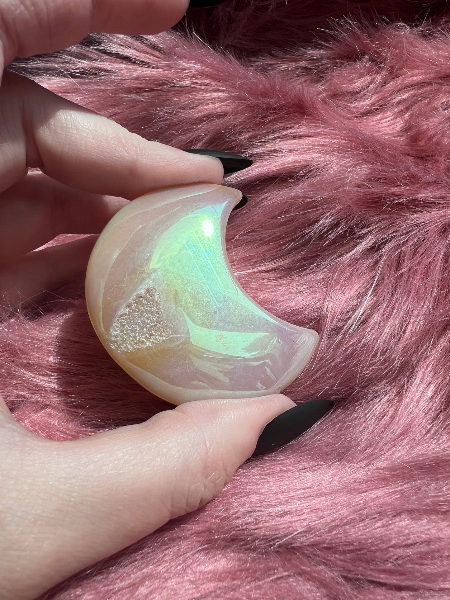 Stunning Aura Quartz Moon Carving - C