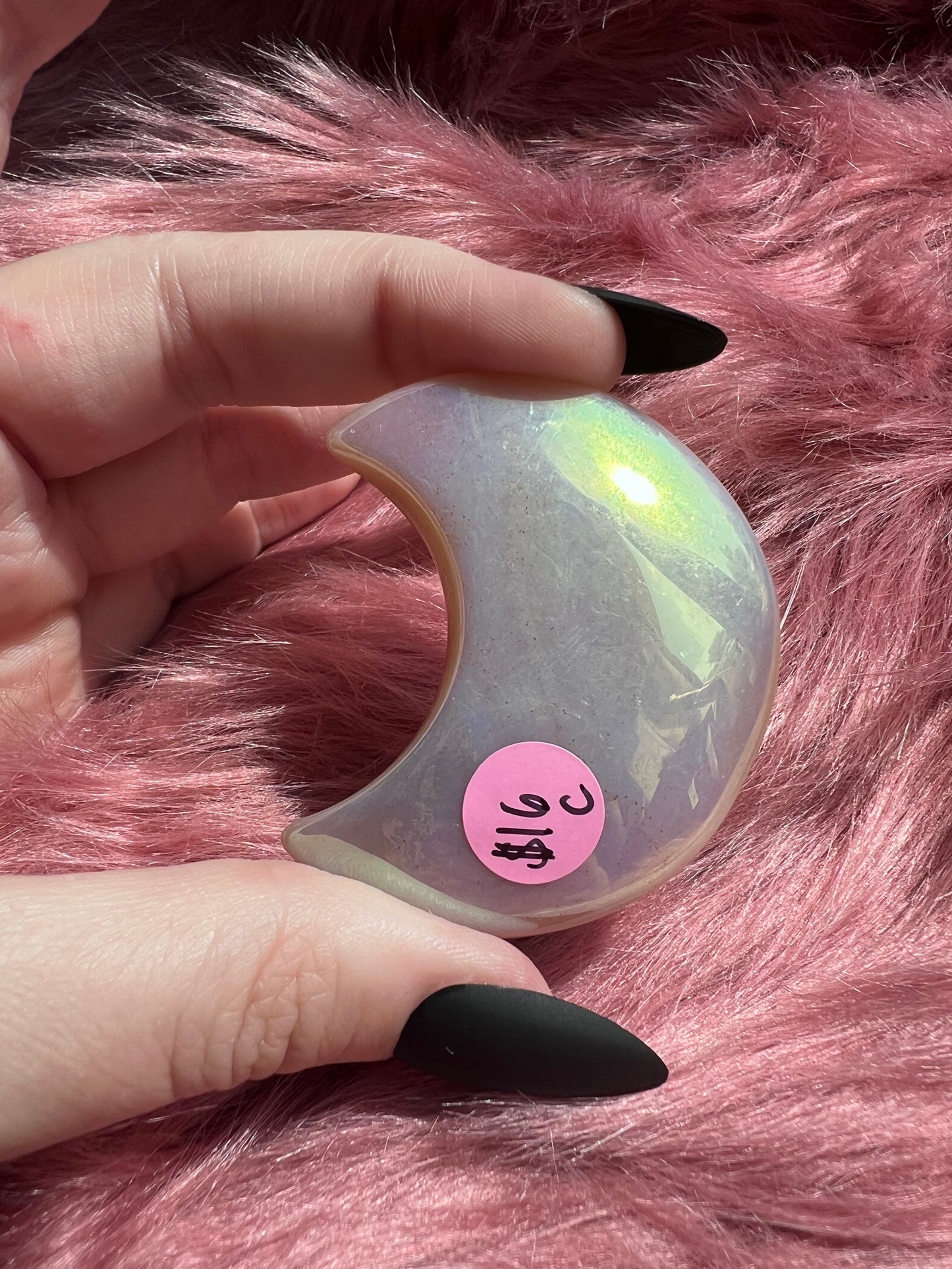 Stunning Aura Quartz Moon Carving - C