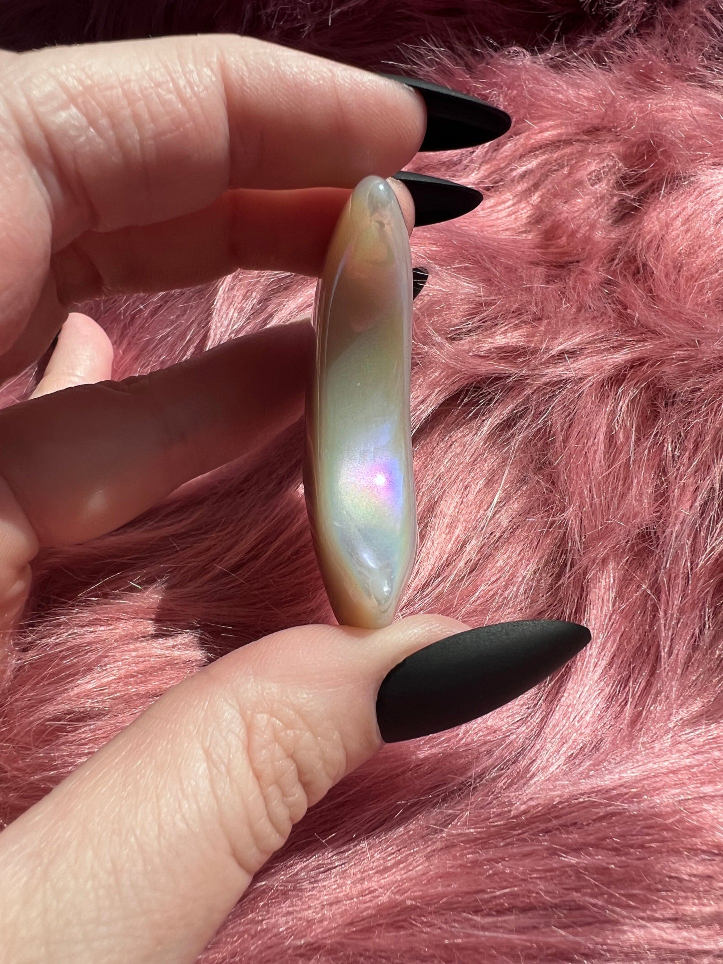 Stunning Aura Quartz Moon Carving - L