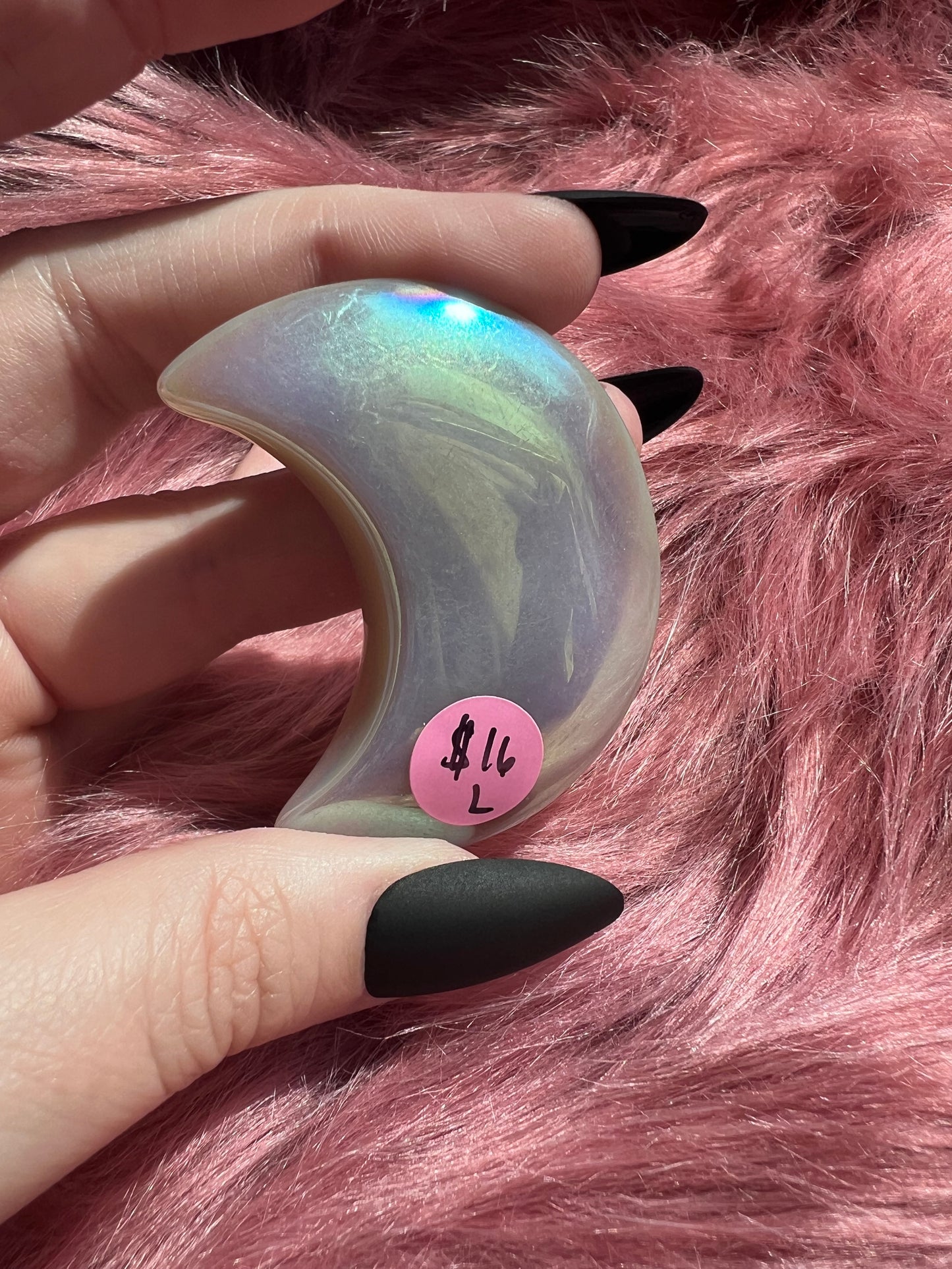 Stunning Aura Quartz Moon Carving - L