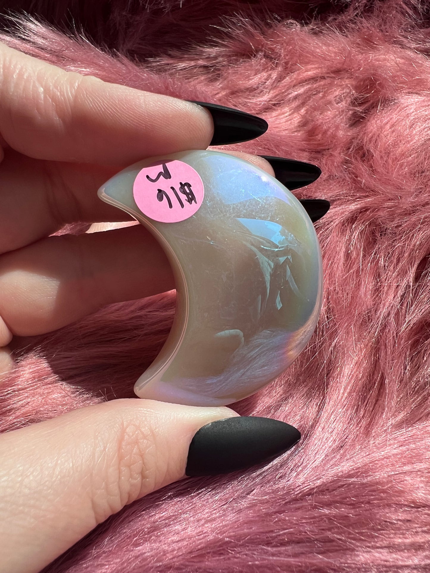 Stunning Aura Quartz Moon Carving - M