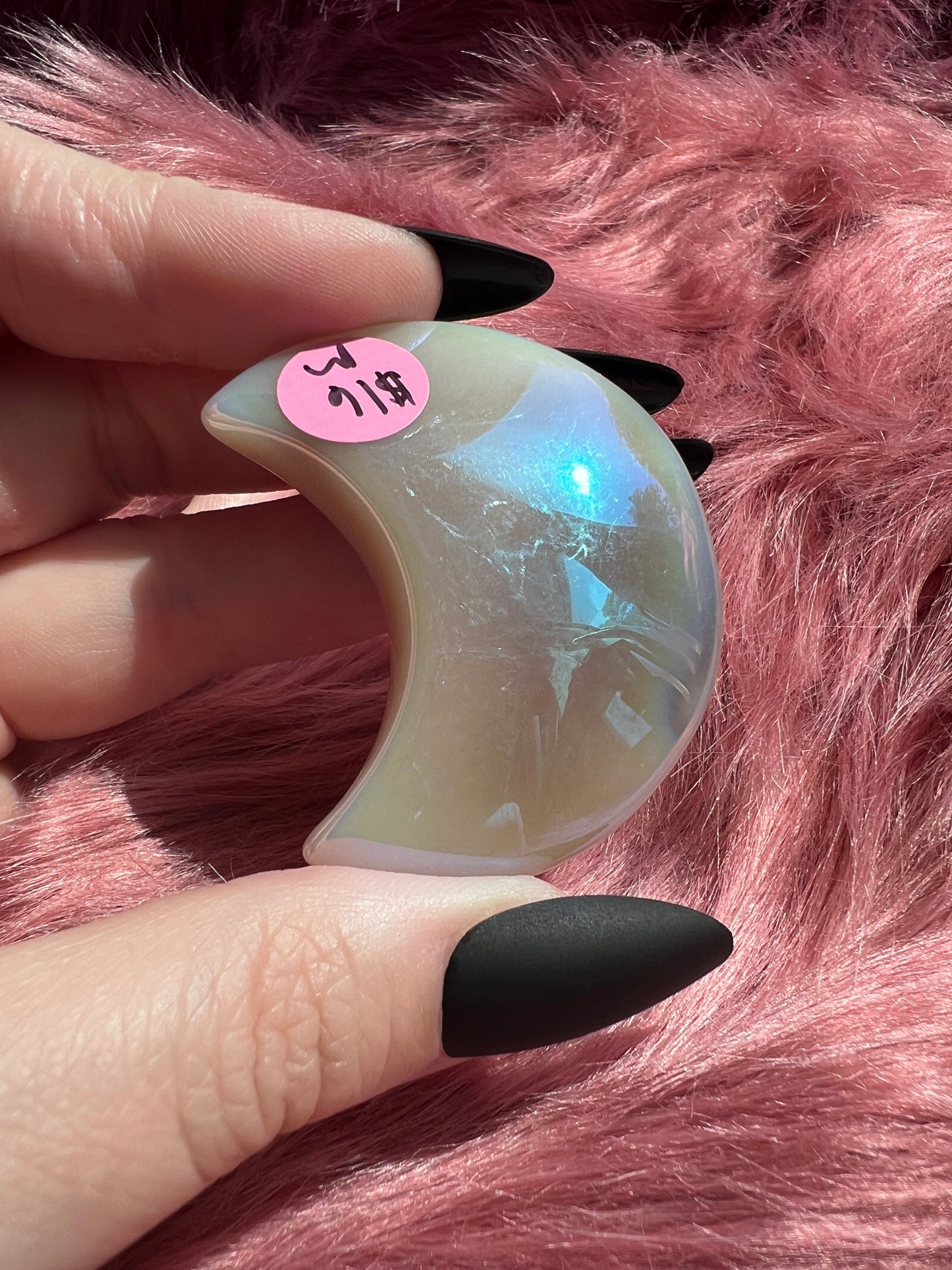 Stunning Aura Quartz Moon Carving - M