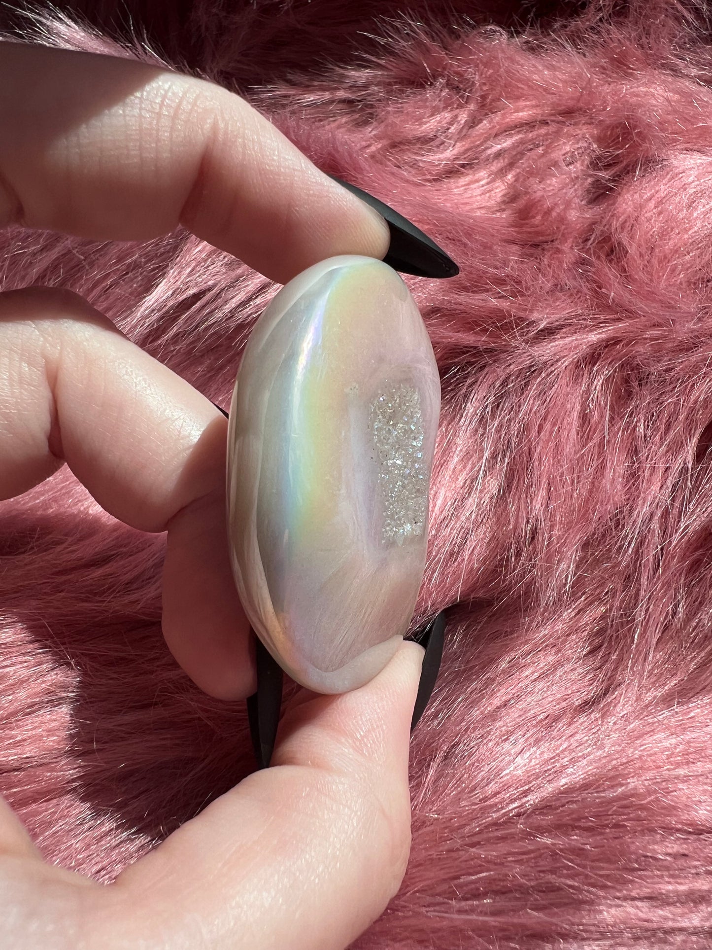 Stunning Aura Quartz Moon Carving - M