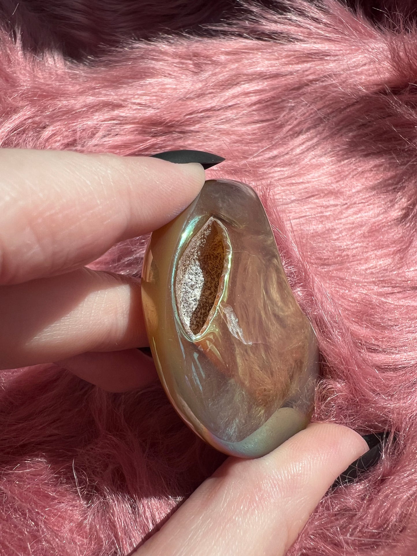 Stunning Aura Quartz Moon Carving - B