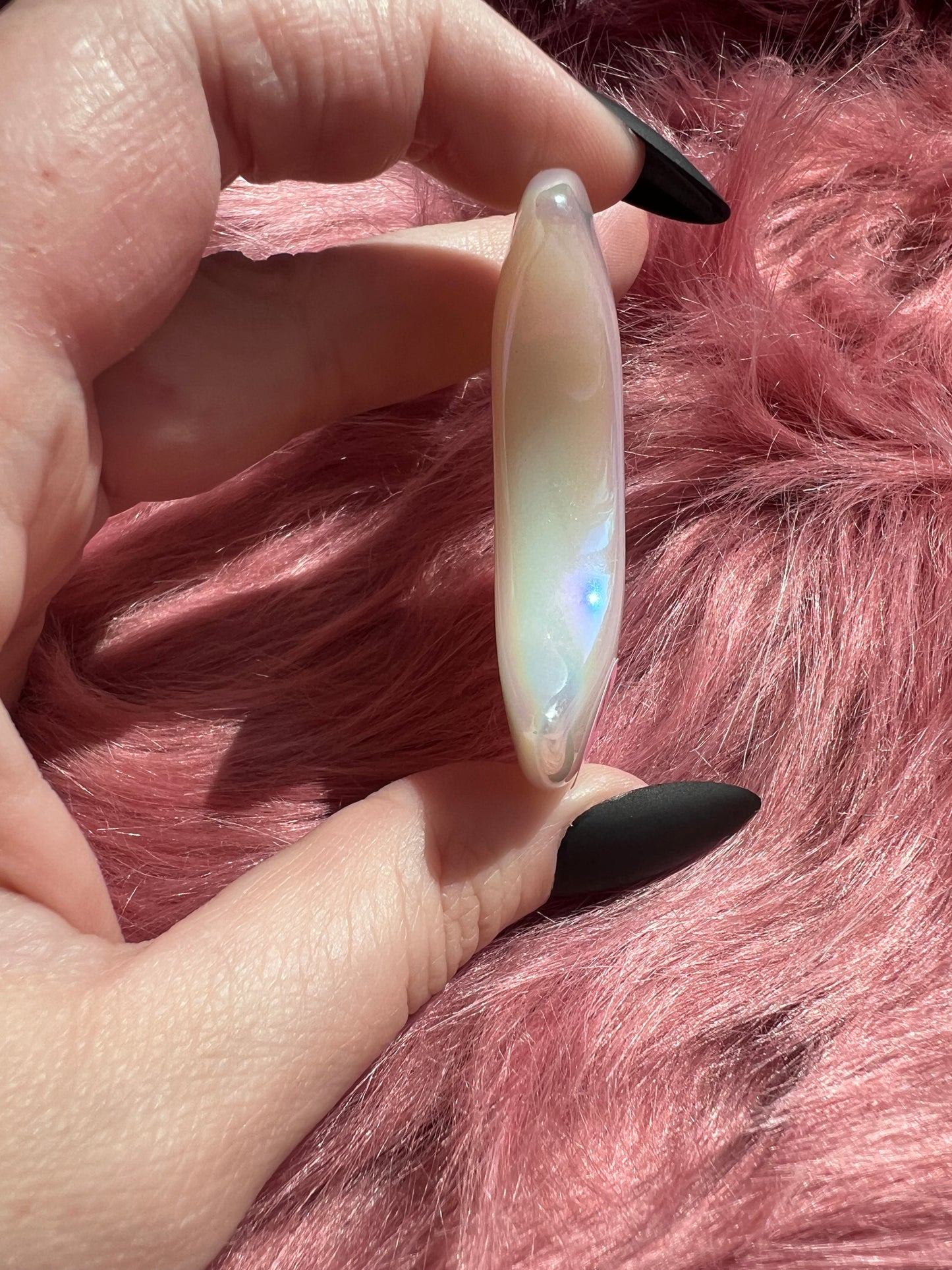 Stunning Aura Quartz Moon Carving - H
