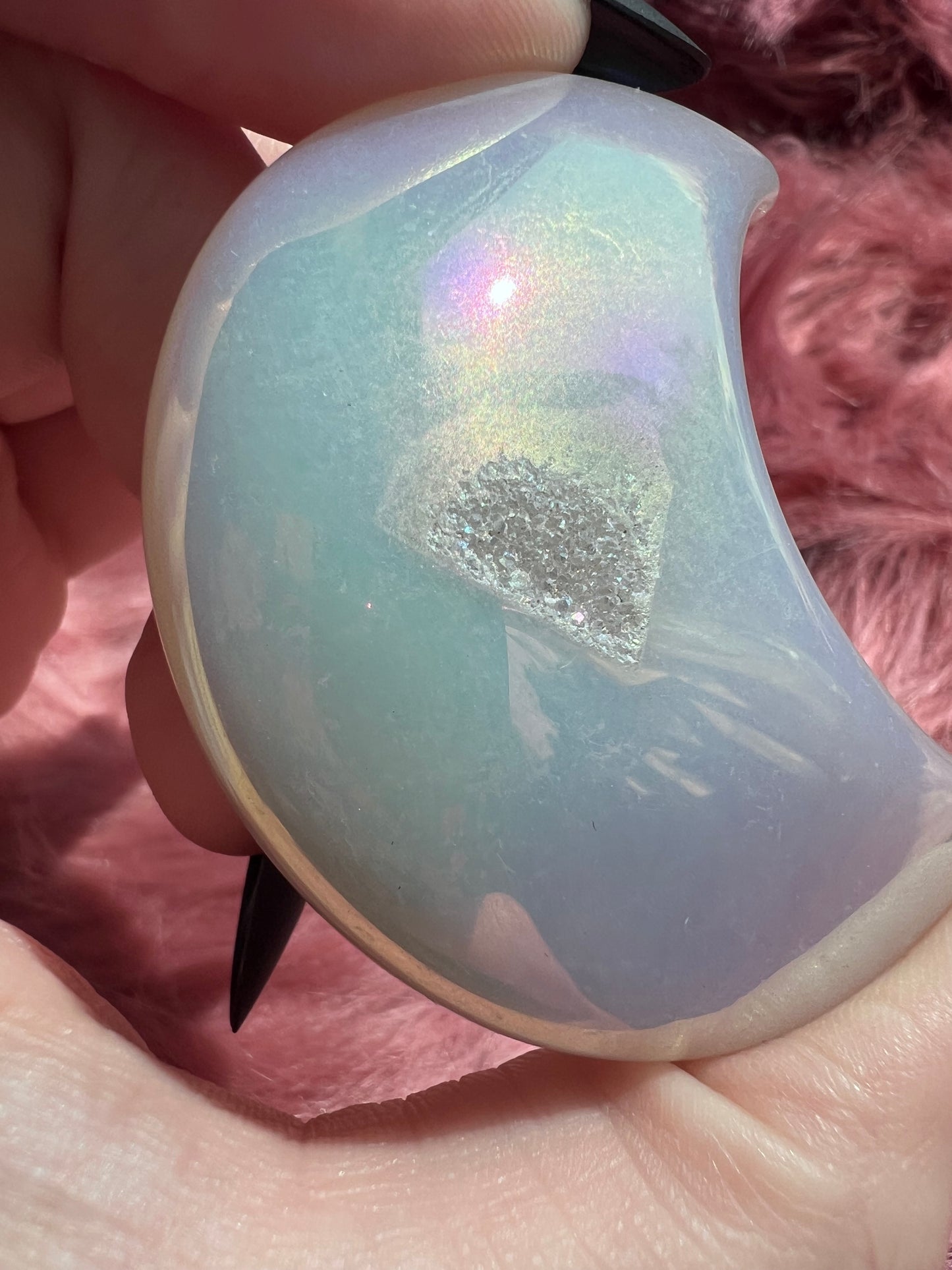 Stunning Aura Quartz Moon Carving - I