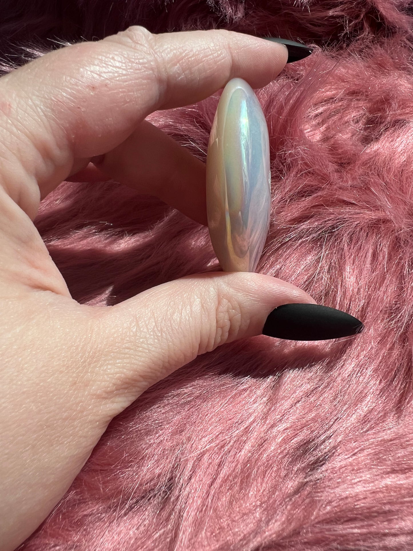 Stunning Aura Quartz Moon Carving - I