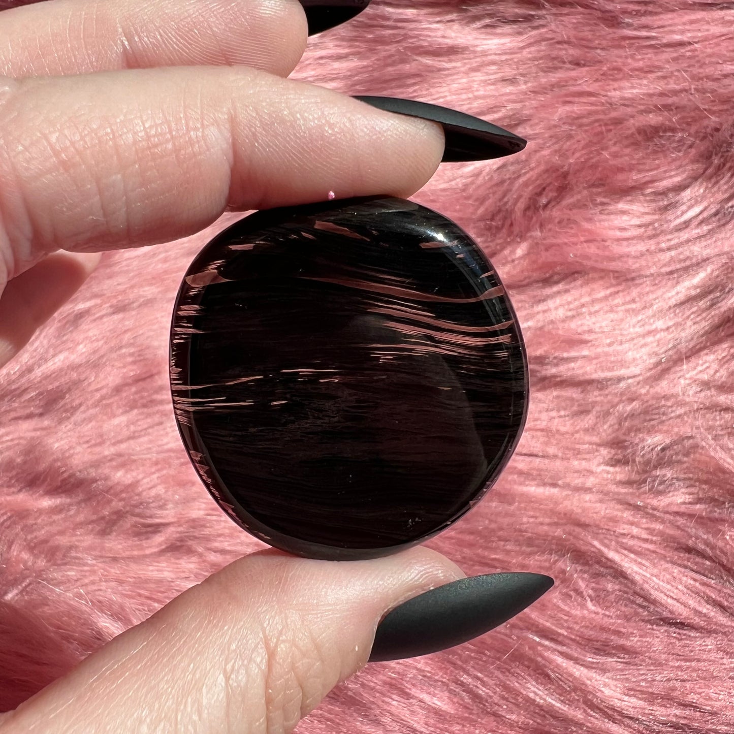 Stunning Midnight Lace Obsidian Pocket Stone - D