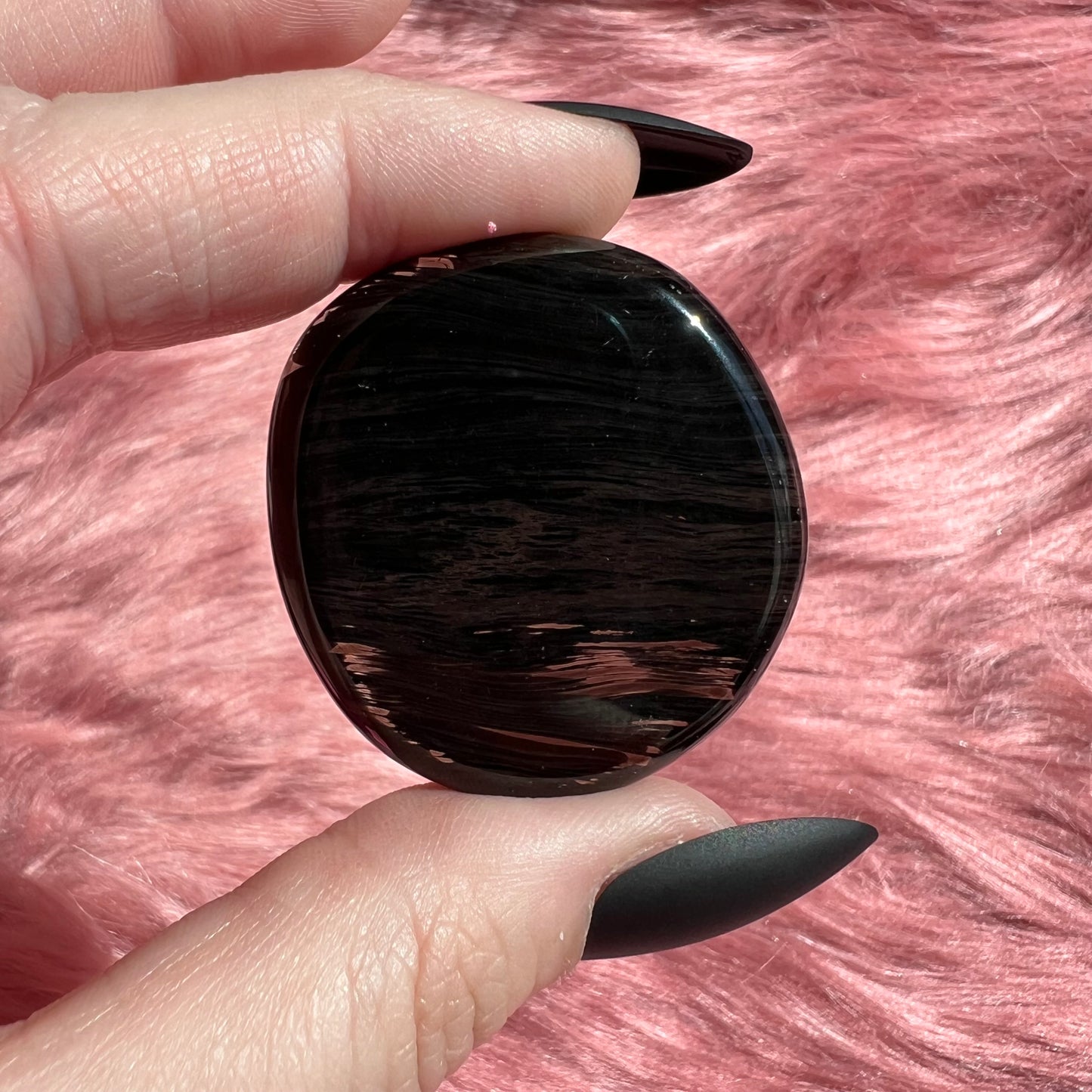 Stunning Midnight Lace Obsidian Pocket Stone - D