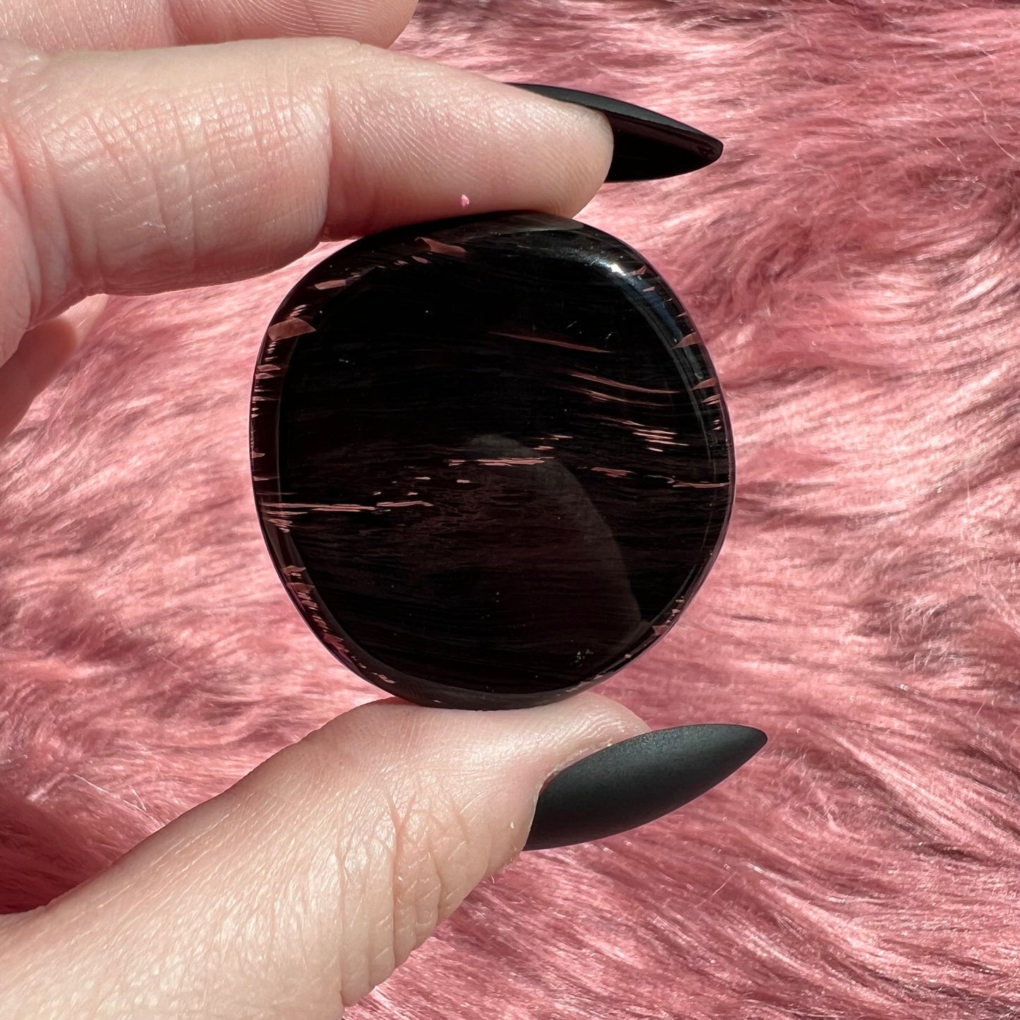 Stunning Midnight Lace Obsidian Pocket Stone - D