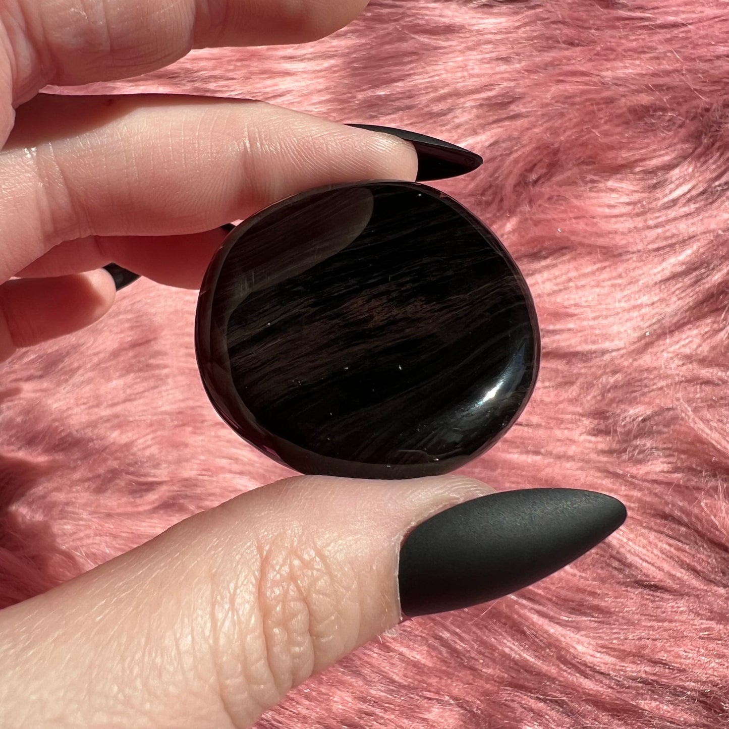 Stunning Midnight Lace Obsidian Pocket Stone - D