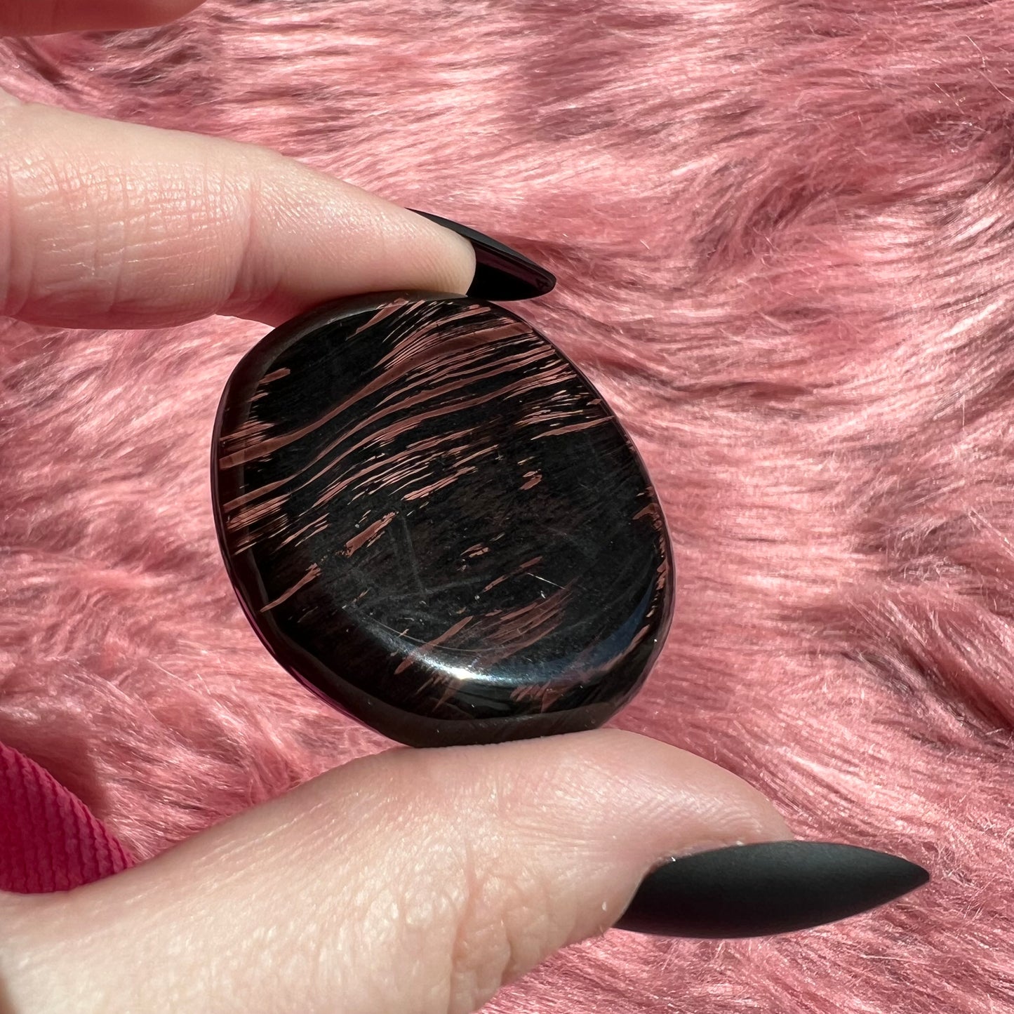 Stunning Midnight Lace Obsidian Pocket Stone - D