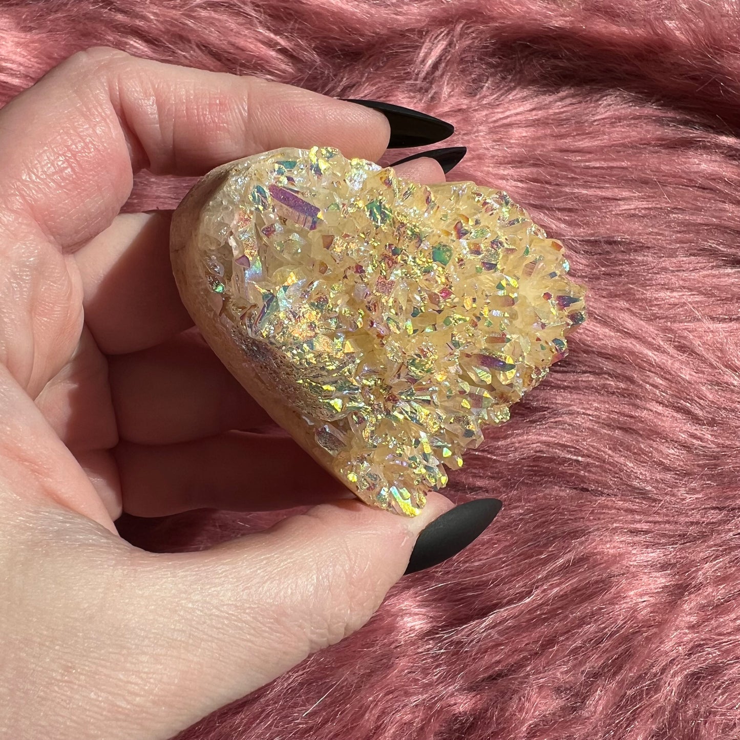 Stunning Aura Treated Quartz Cupcake Heart