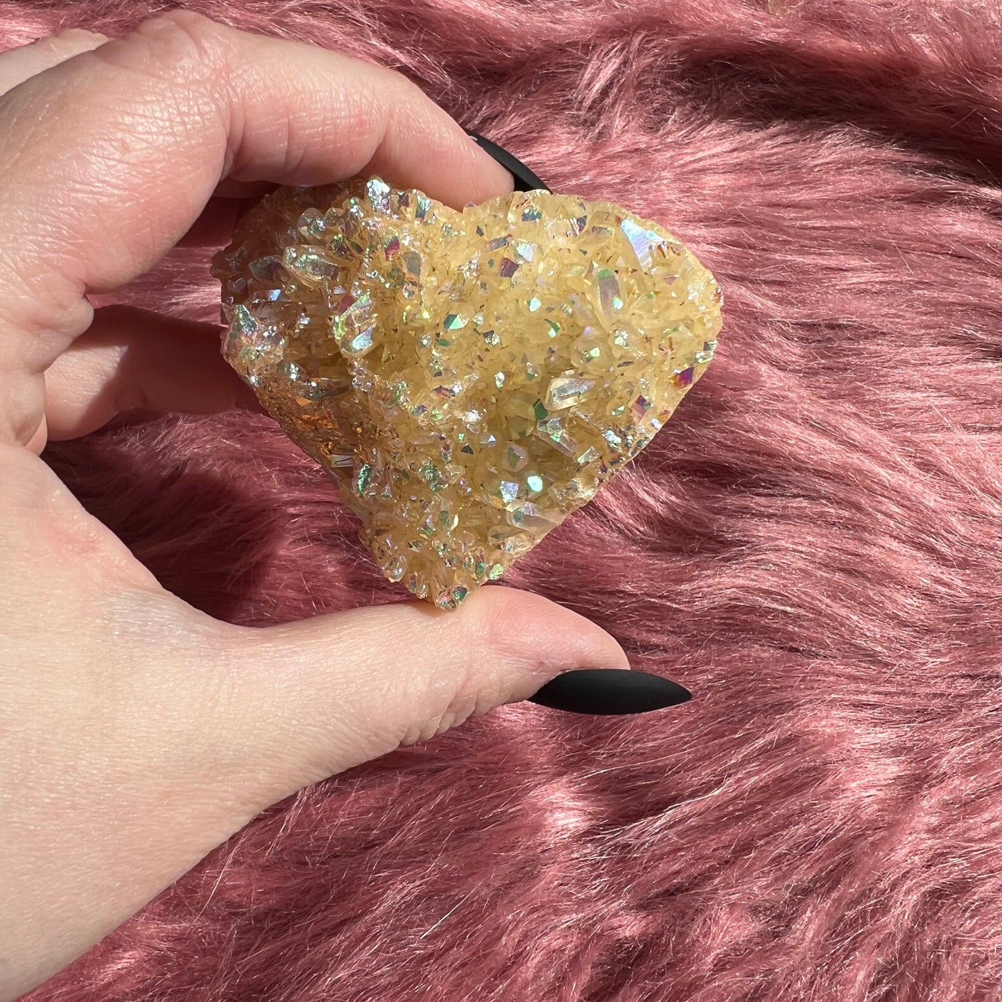 Stunning Aura Treated Quartz Cupcake Heart