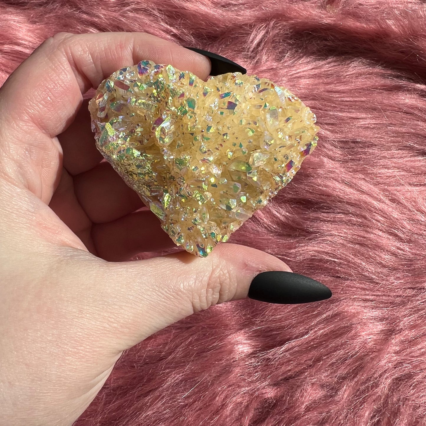 Stunning Aura Treated Quartz Cupcake Heart