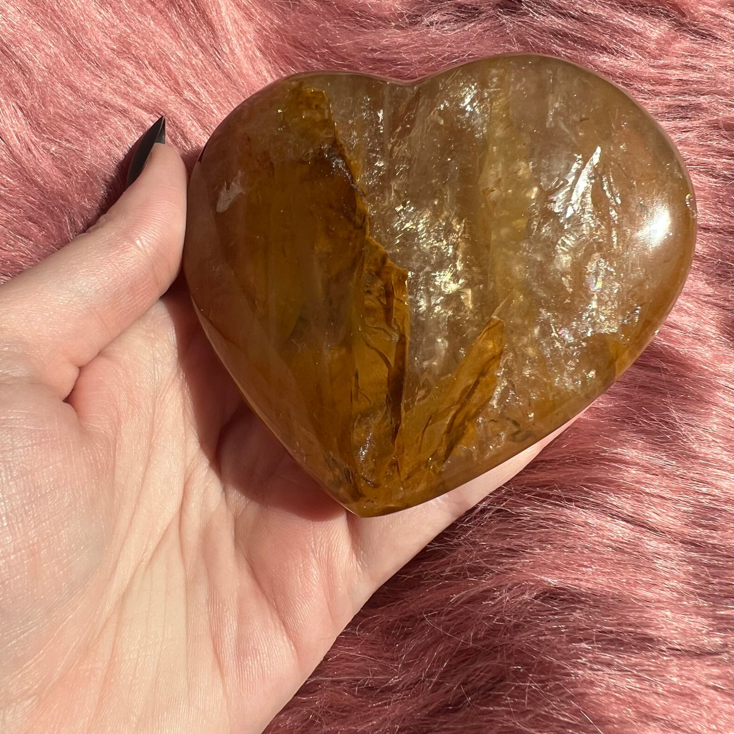 Stunning Extra Large Golden Healer Heart Carving