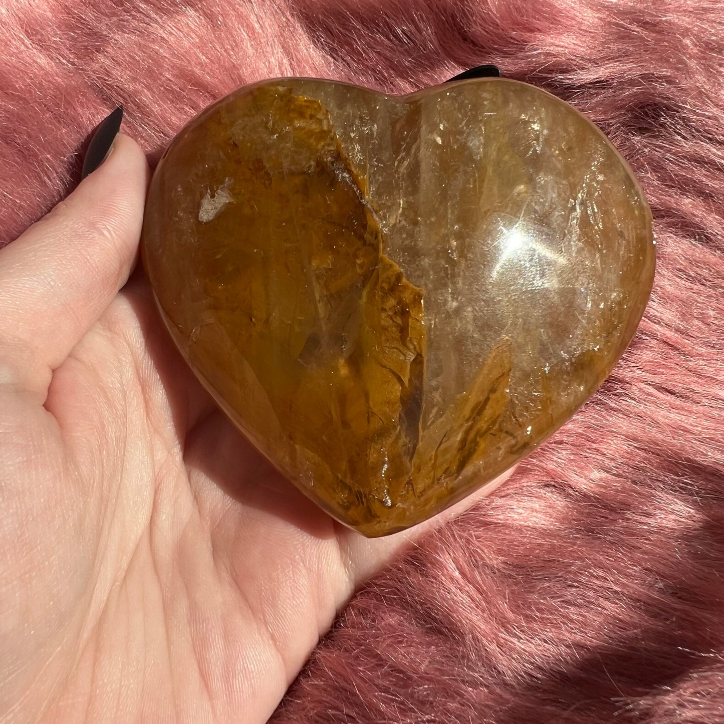 Stunning Extra Large Golden Healer Heart Carving