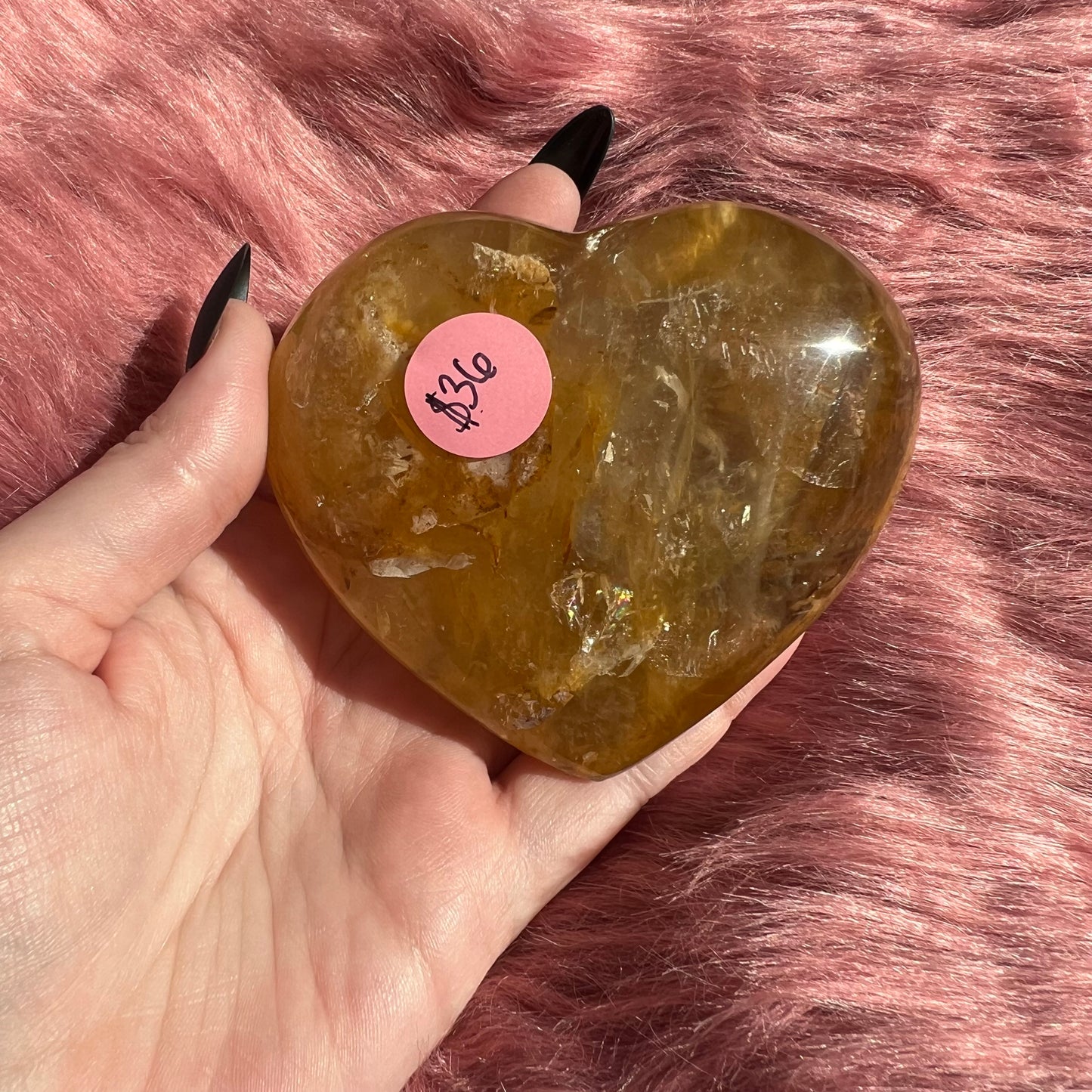 Stunning Extra Large Golden Healer Heart Carving