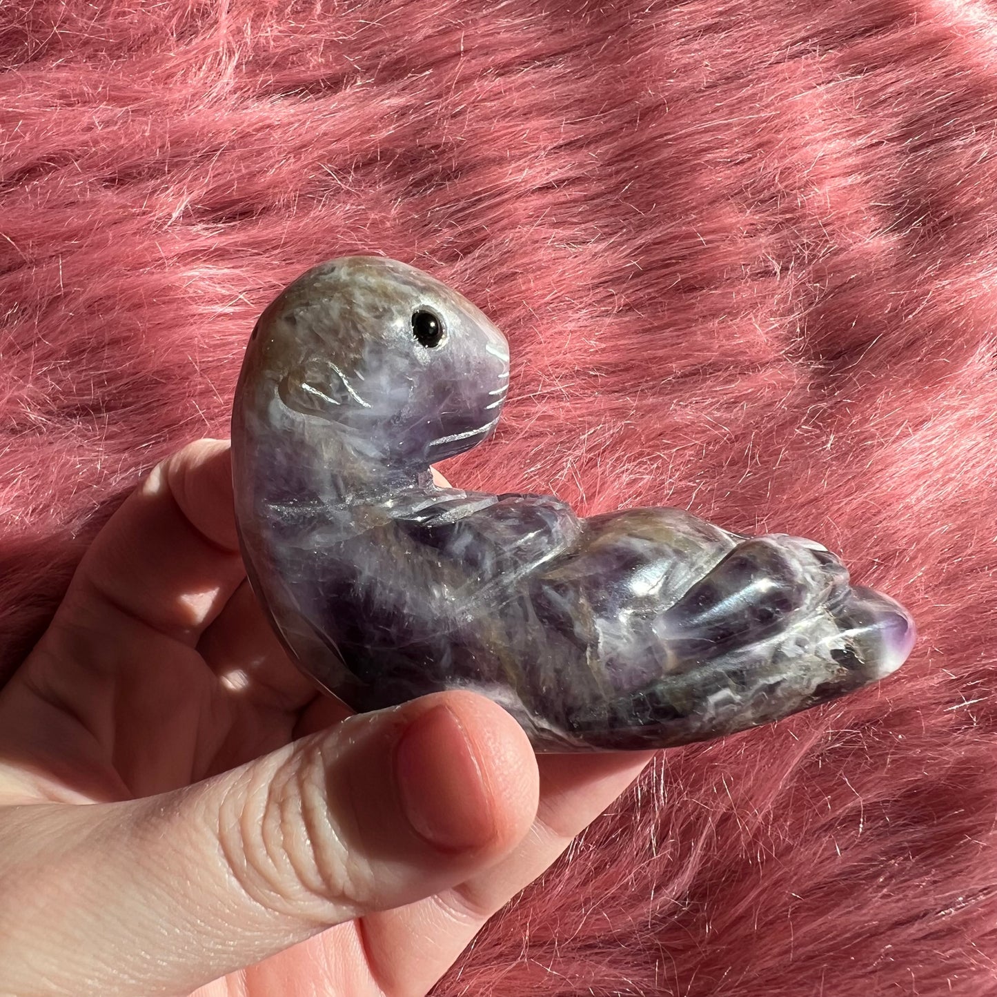 Stunning Dream Amethyst Otter Crystal Carving - A