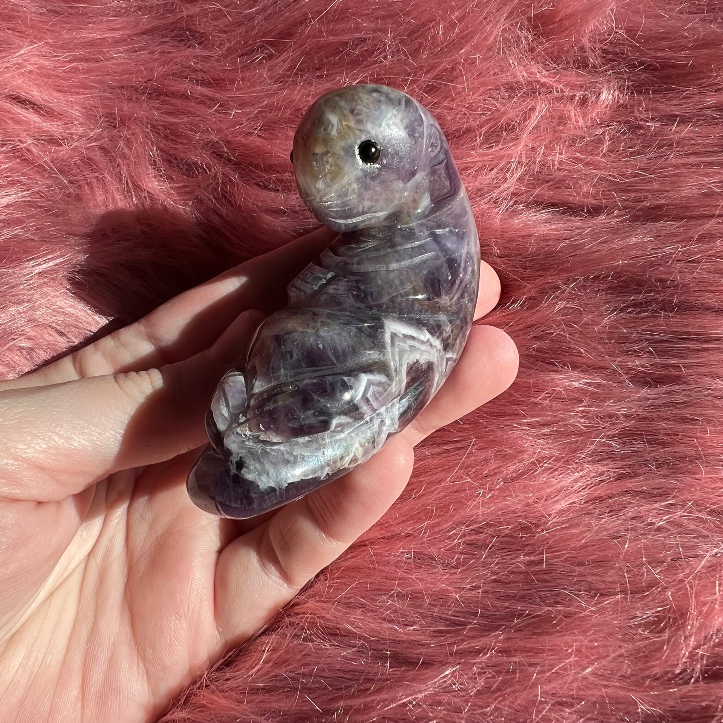 Stunning Dream Amethyst Otter Crystal Carving - A