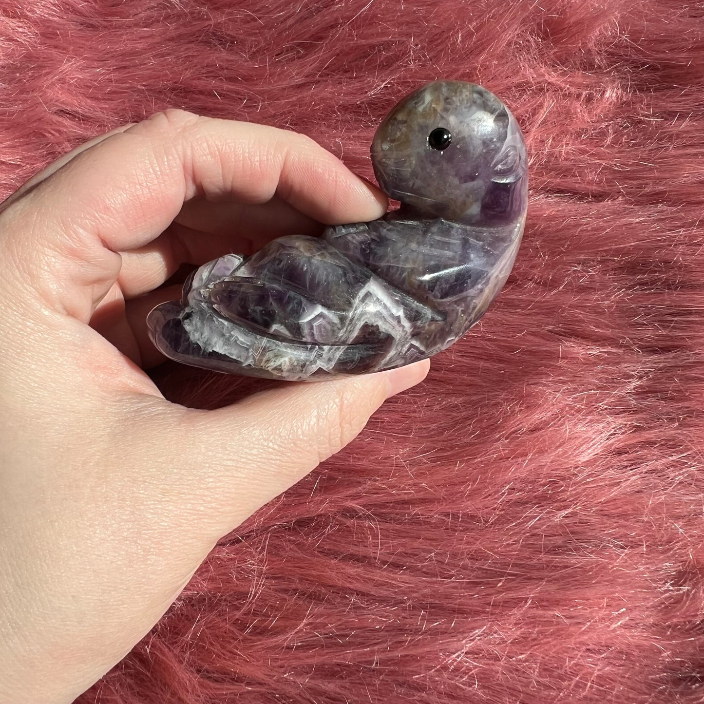 Stunning Dream Amethyst Otter Crystal Carving - A