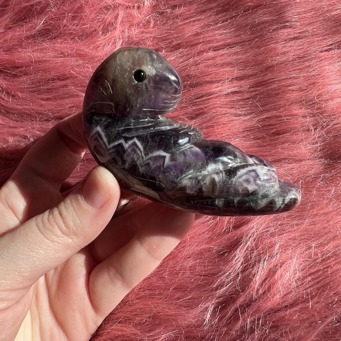Stunning Dream Amethyst Otter Crystal Carving - B
